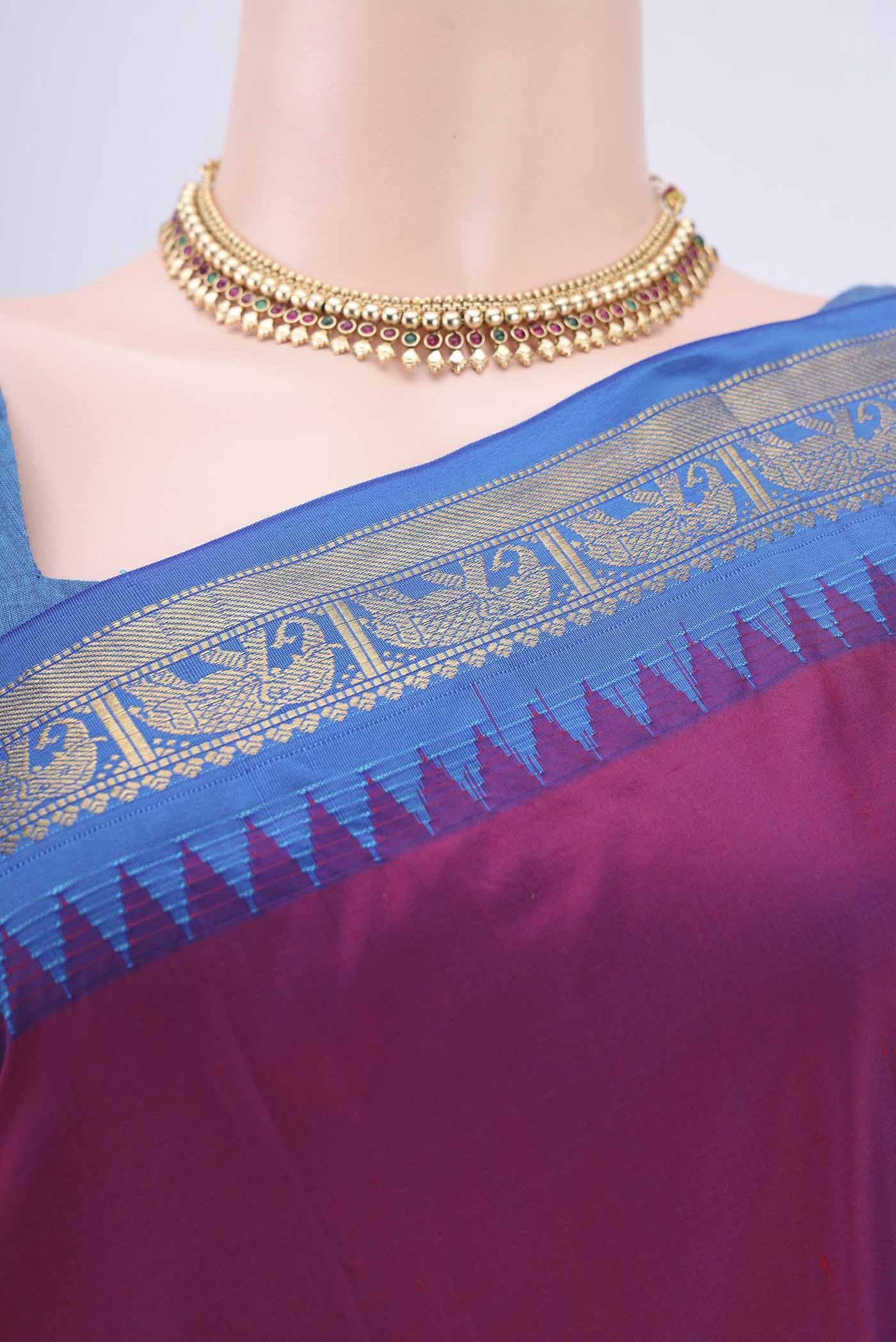 Magenta Blended Bangalore Silk Saree - Image 2