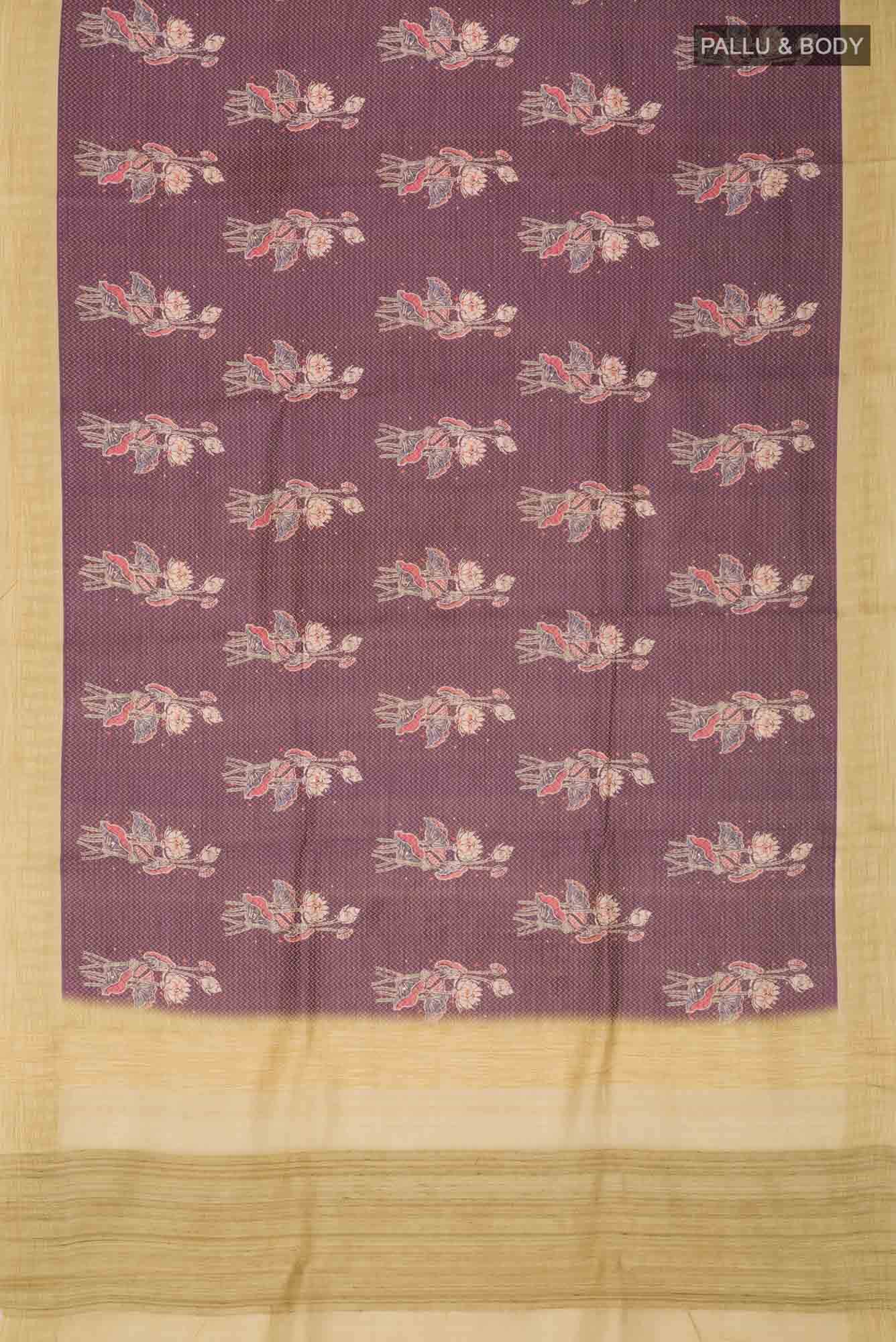 Magenta Bhagalpuri Tussar Silk Saree - Image 3