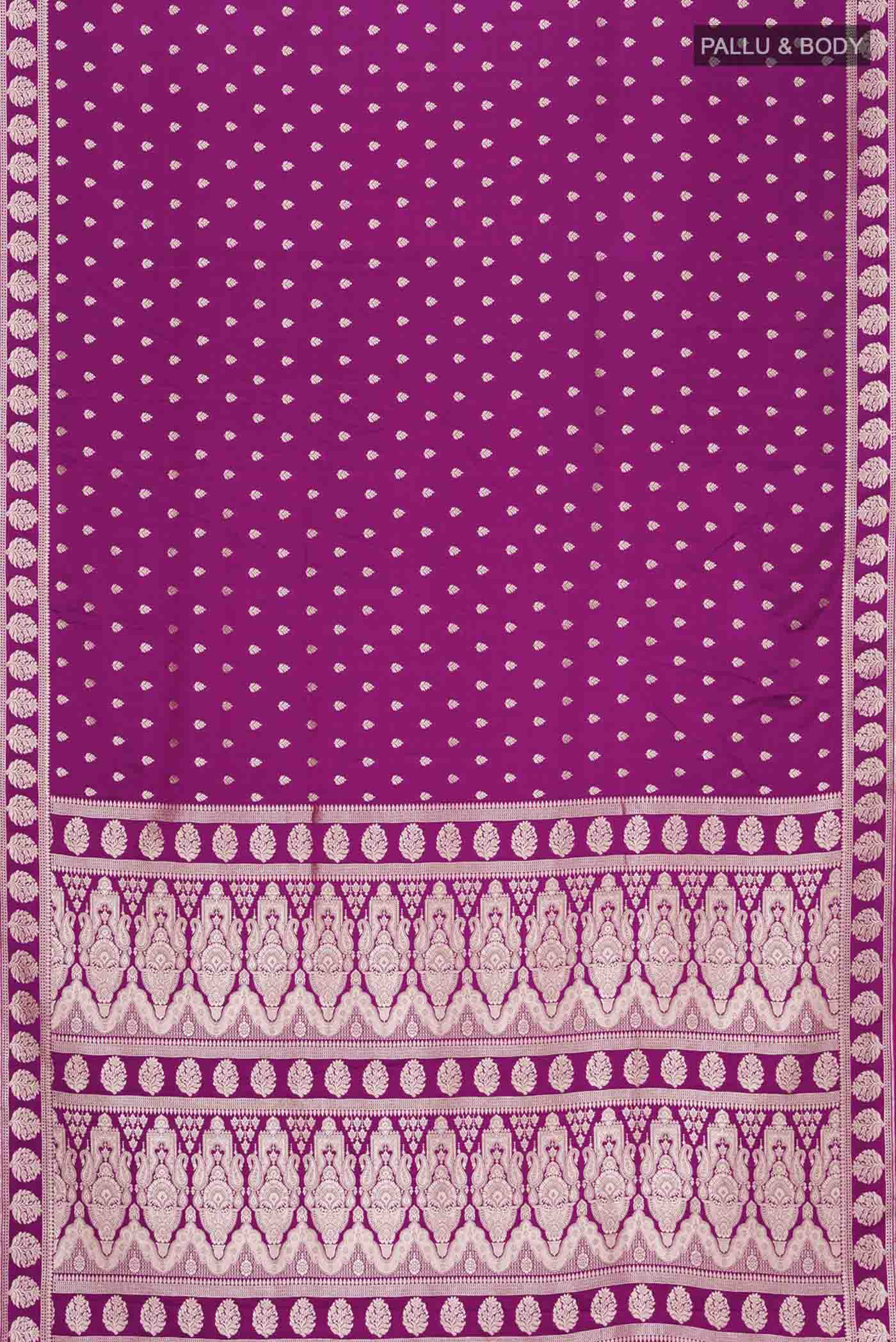 Magenta Blended Banarasi Silk Saree - Image 3