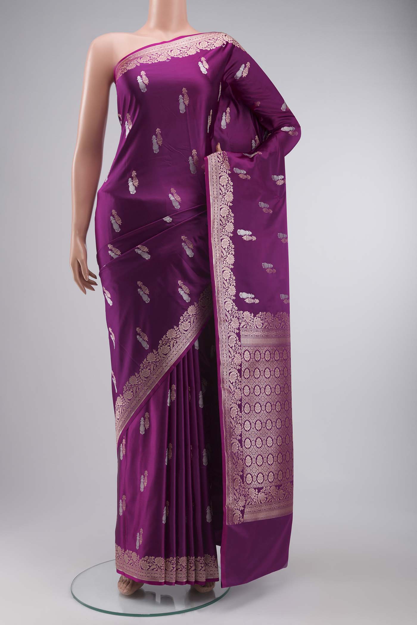 Magenta Blended Banarasi Silk Saree