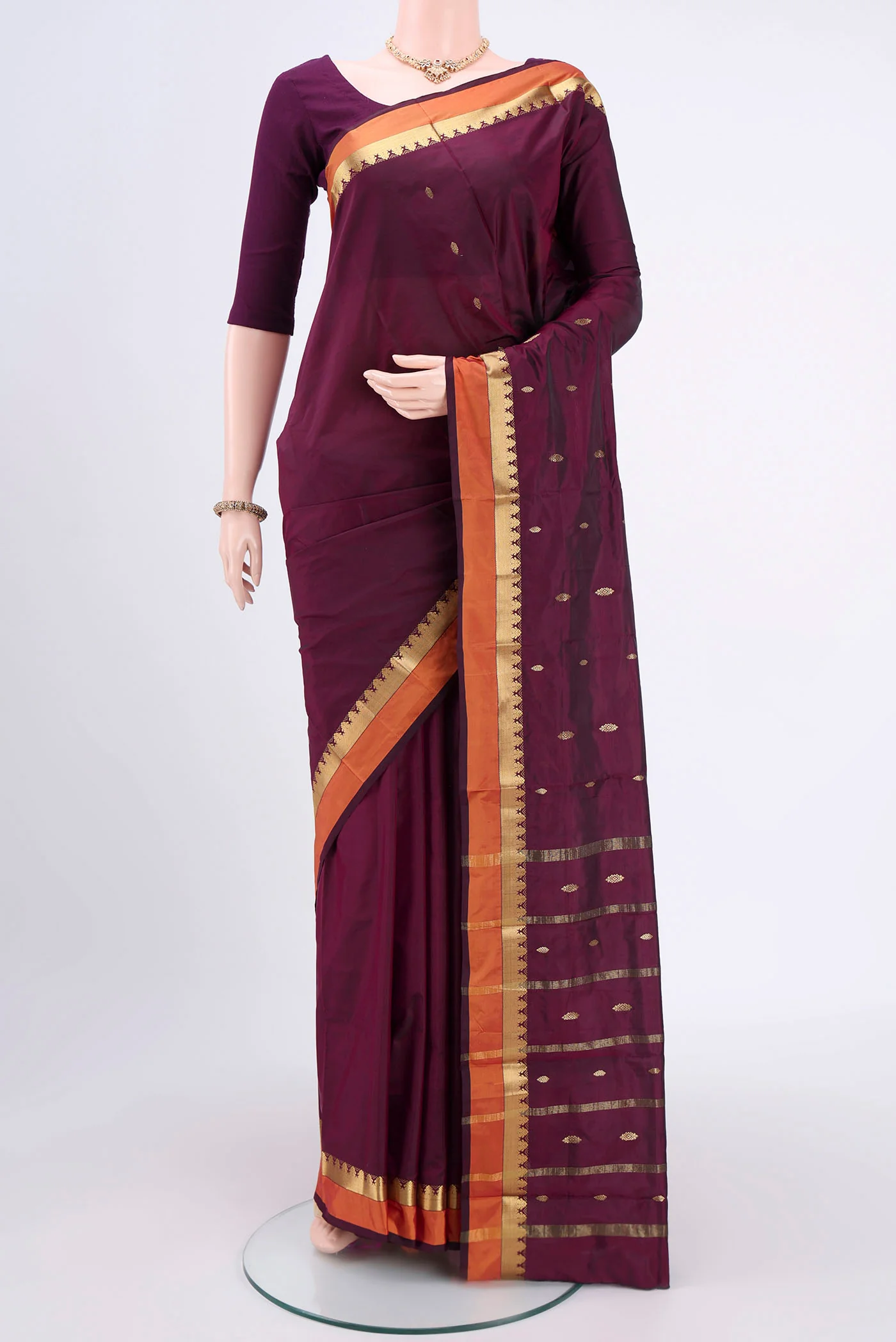 Purple Blended Bangalore Silk Saree