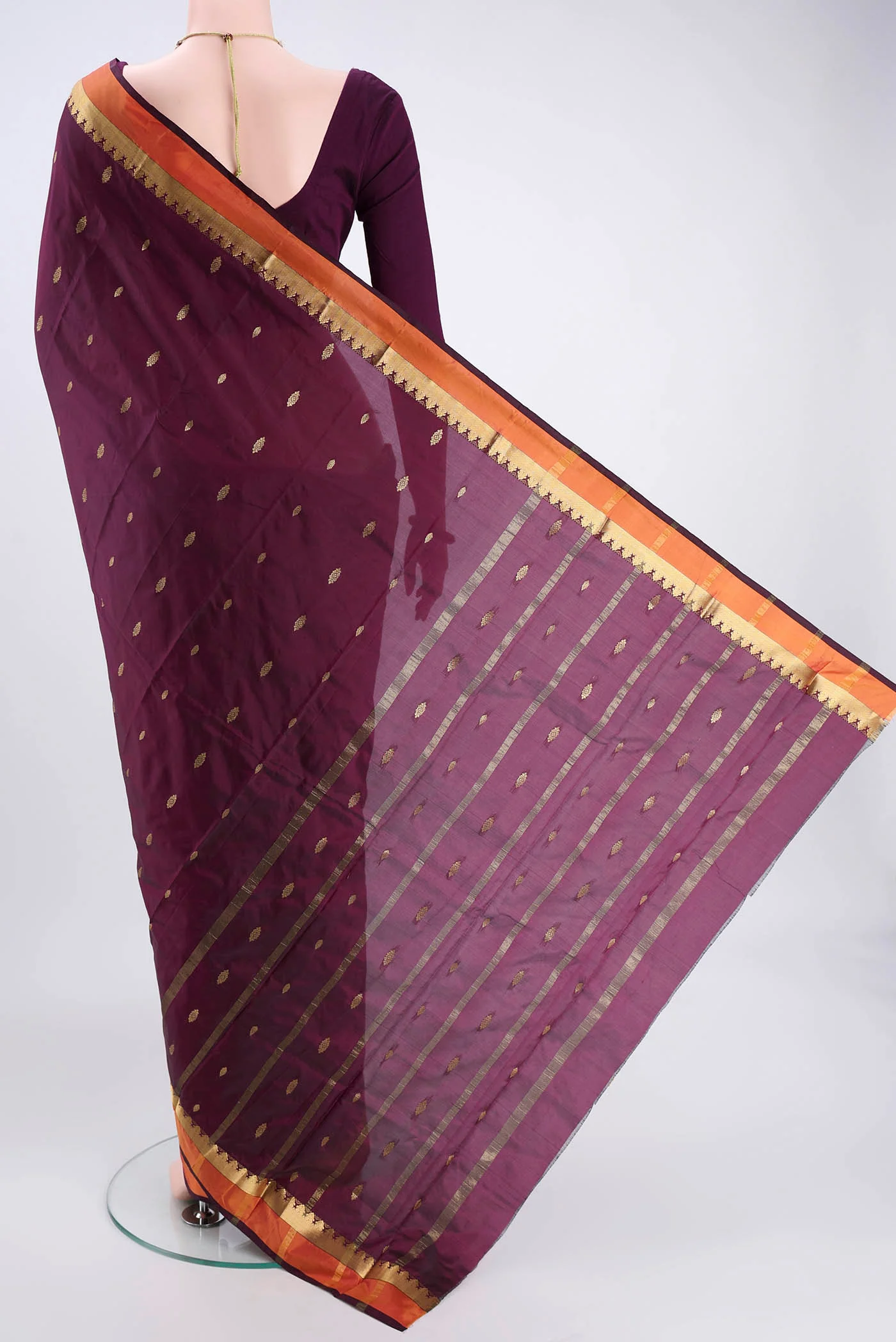 Purple Blended Bangalore Silk Saree - Image 3