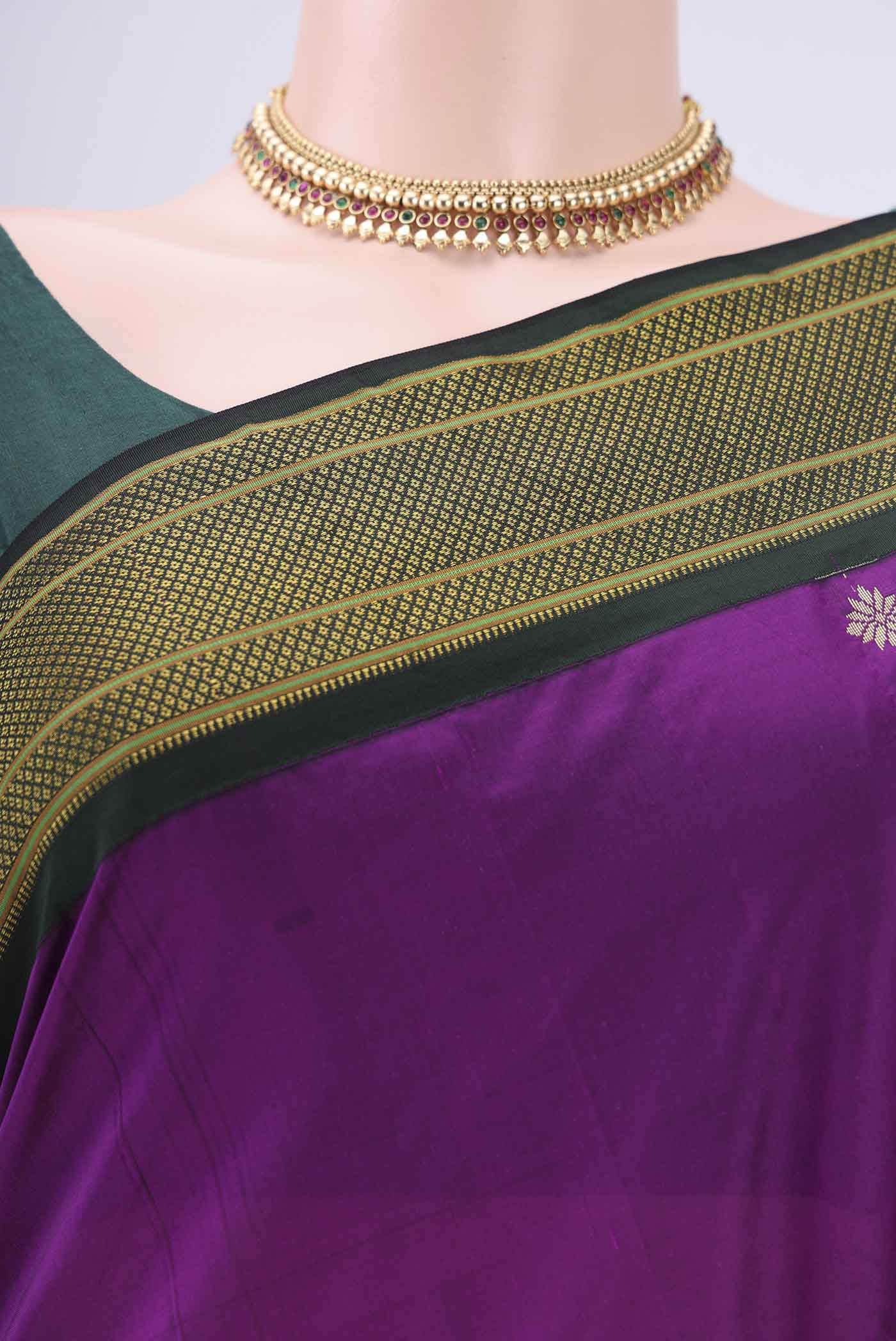 Purple Blended Bangalore Silk Saree - Image 2