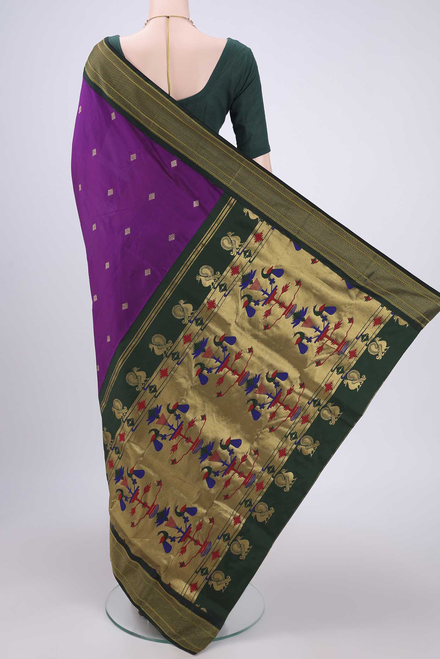 Purple Blended Bangalore Silk Saree - Image 3