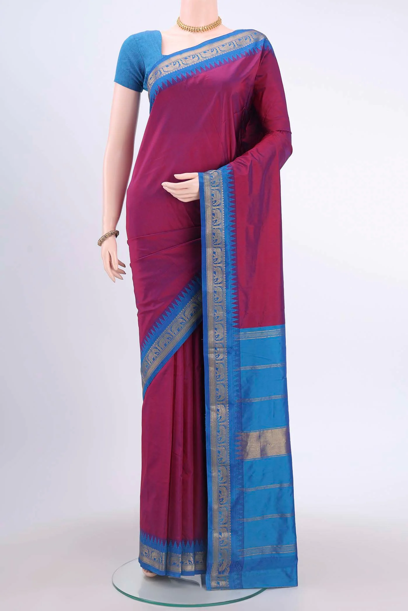 Magenta Blended Bangalore Silk Saree