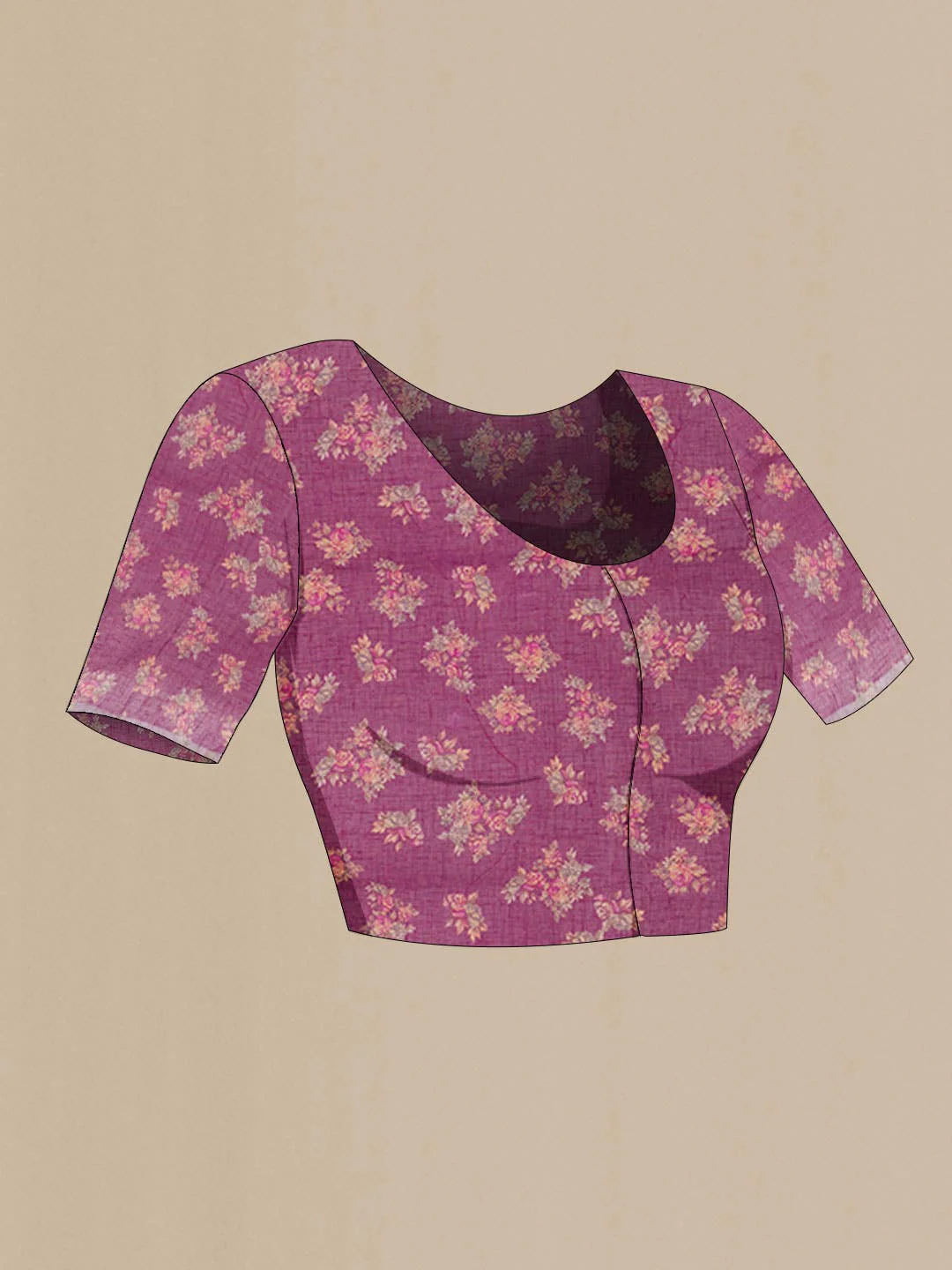 Magenta Blended Linen Cotton Saree - Image 3