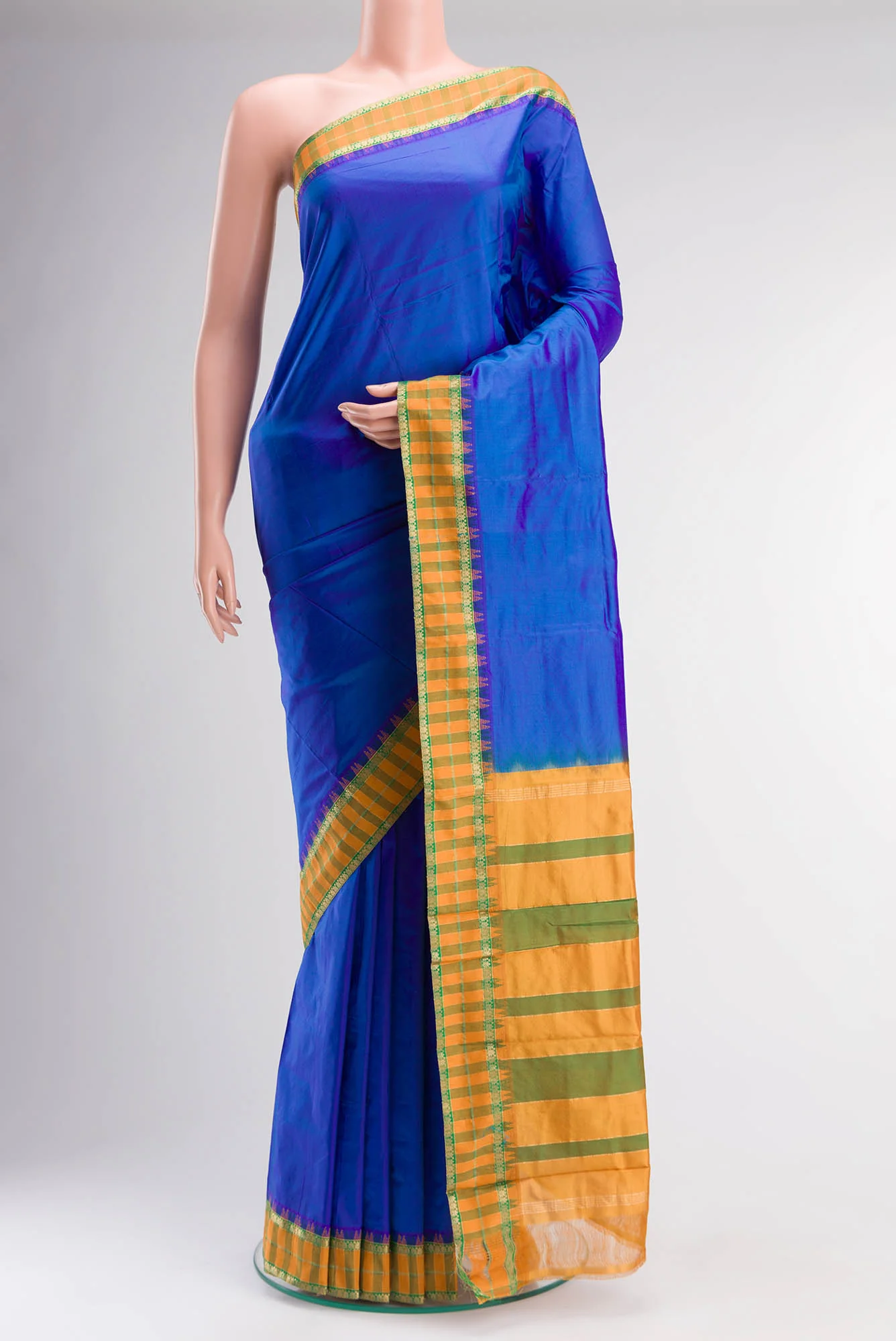 Blue Blended Bangalore Silk Saree