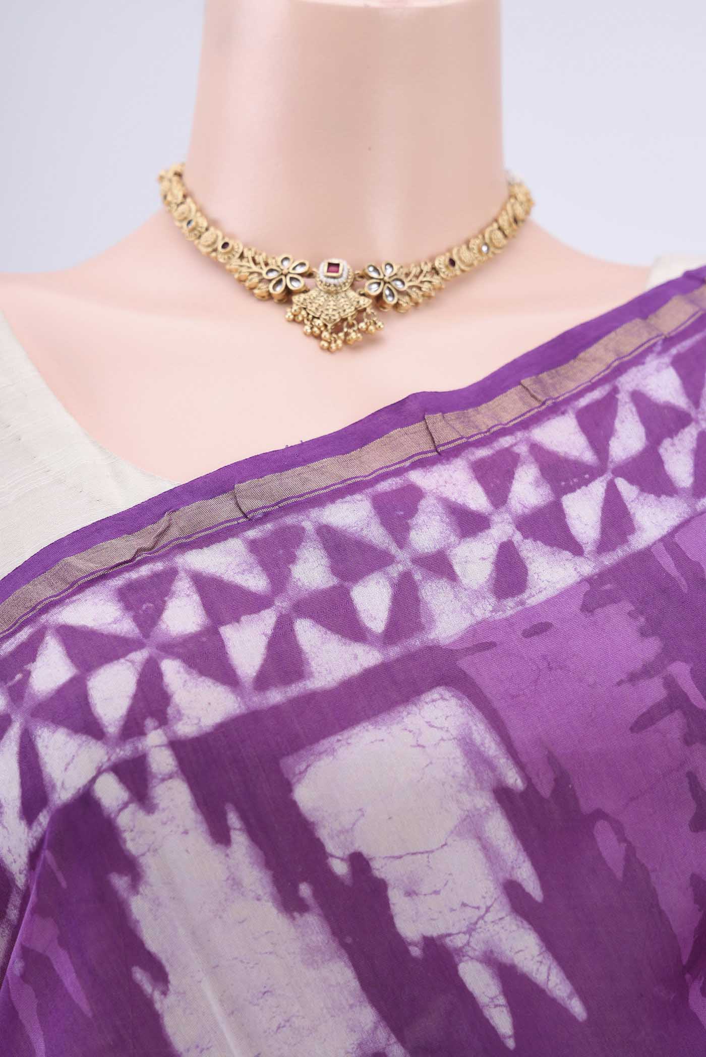 Purple Chanderi Silk Cotton Saree - Image 2