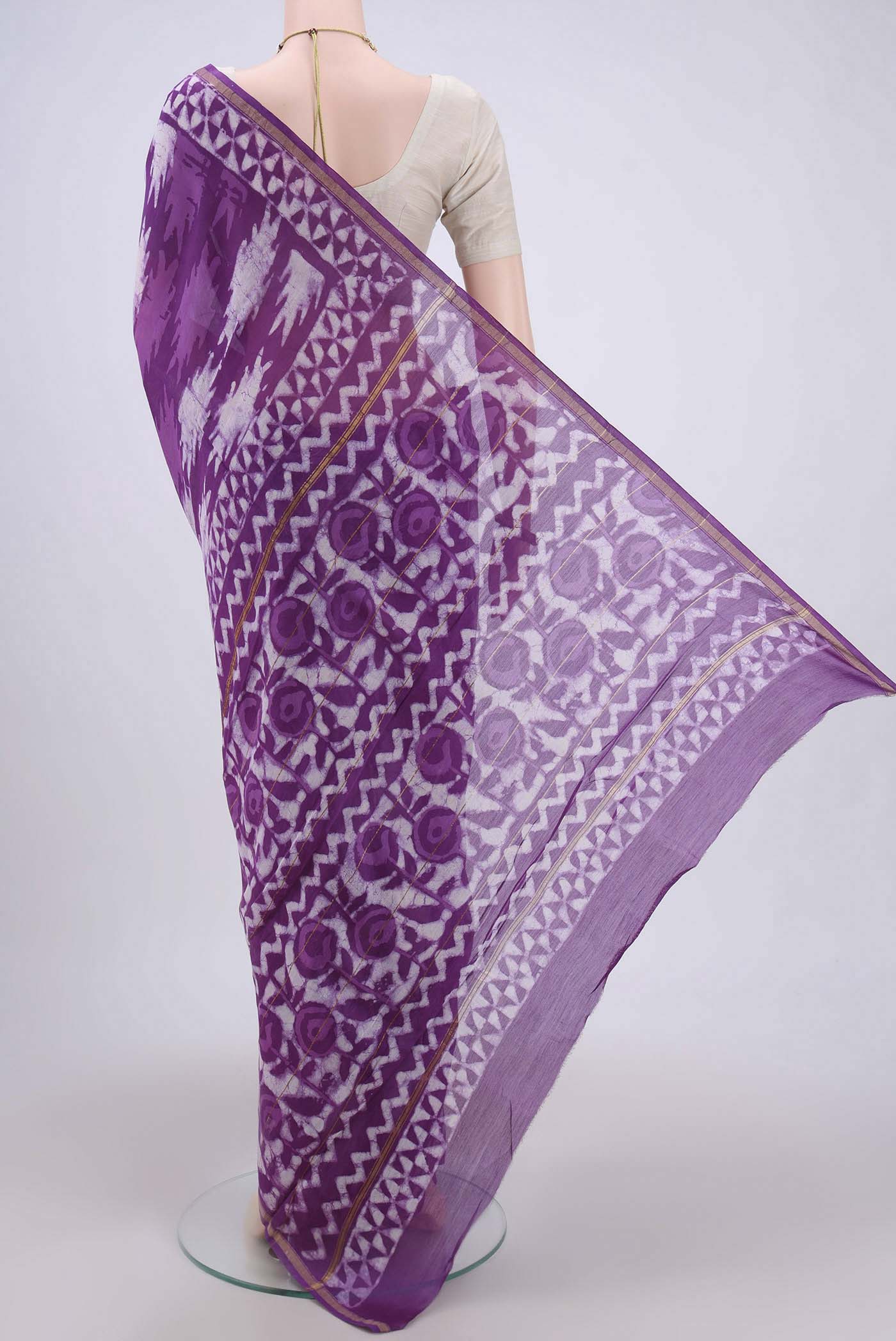 Purple Chanderi Silk Cotton Saree - Image 3