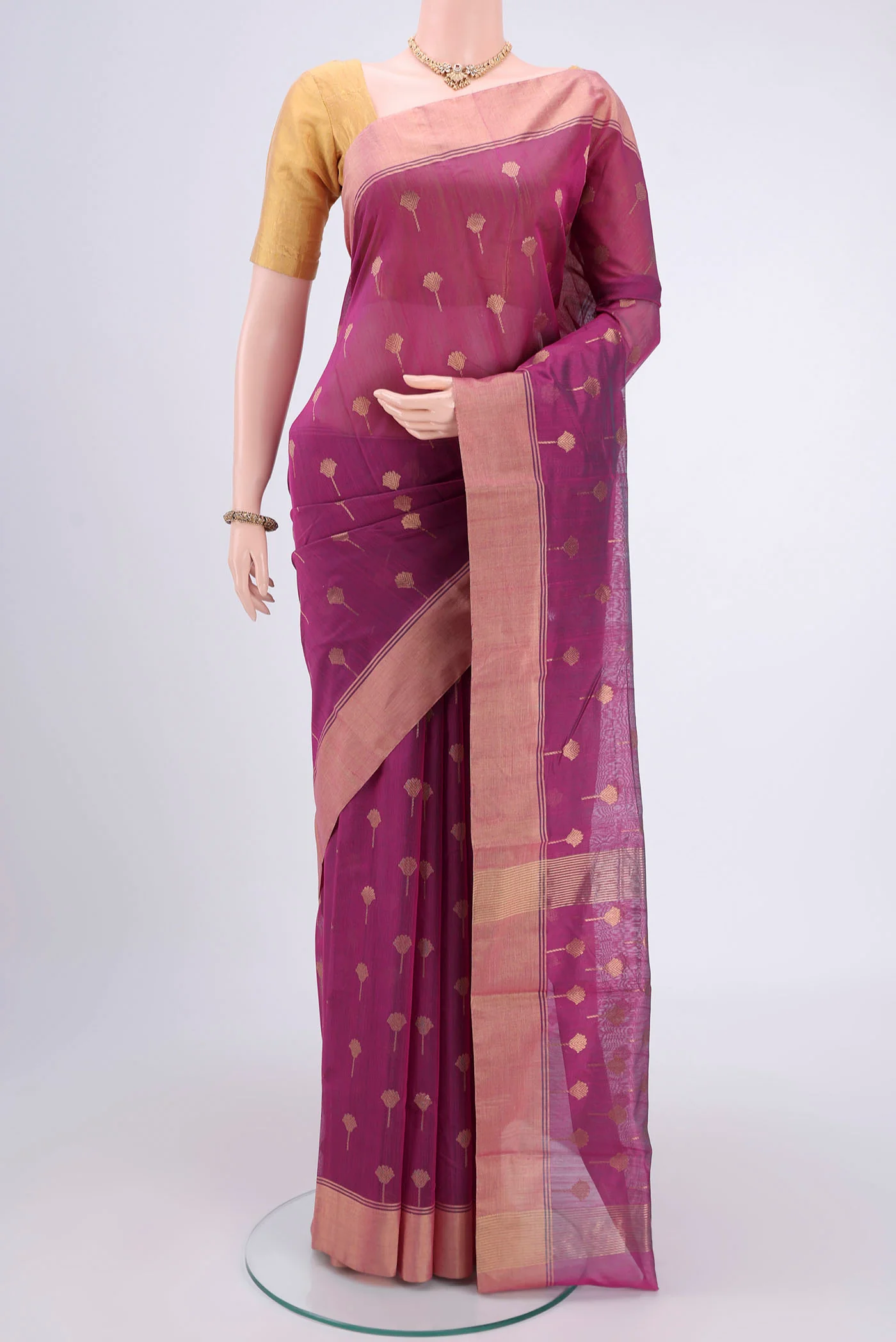 Light Magenta Chanderi Silk Cotton Saree