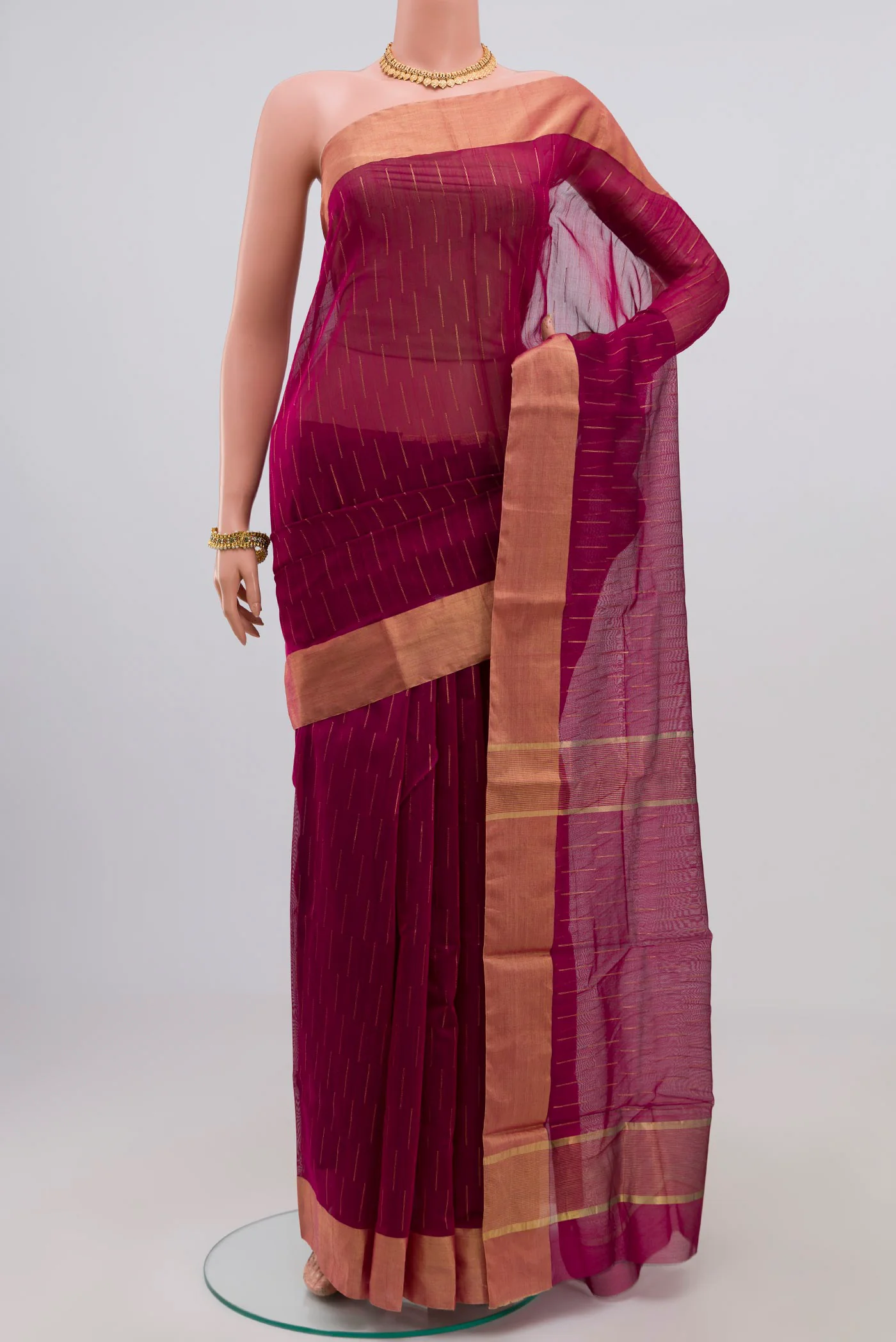 Magenta Chanderi Silk Cotton Saree