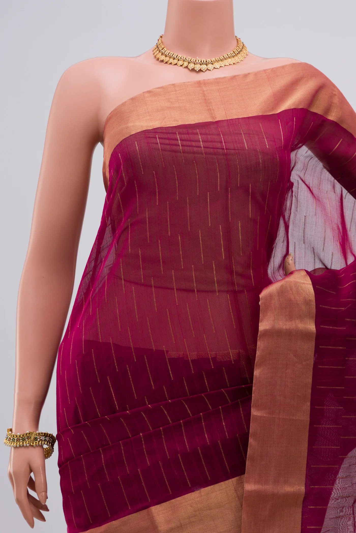 Magenta Chanderi Silk Cotton Saree - Image 2