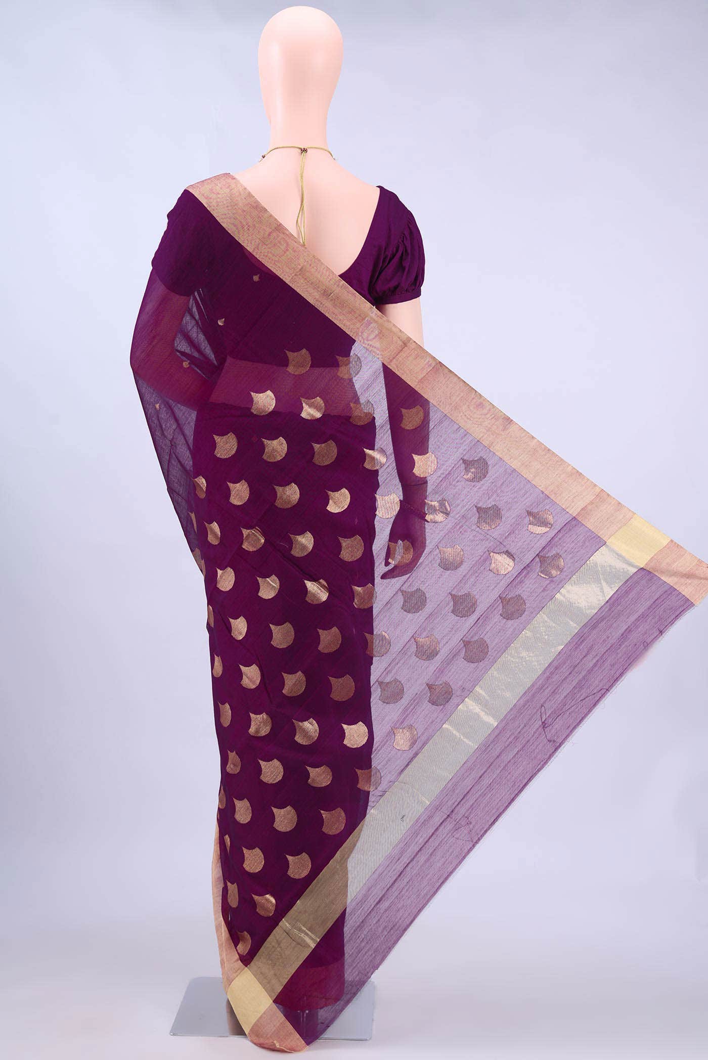 Magenta Chanderi Silk Saree - Image 2