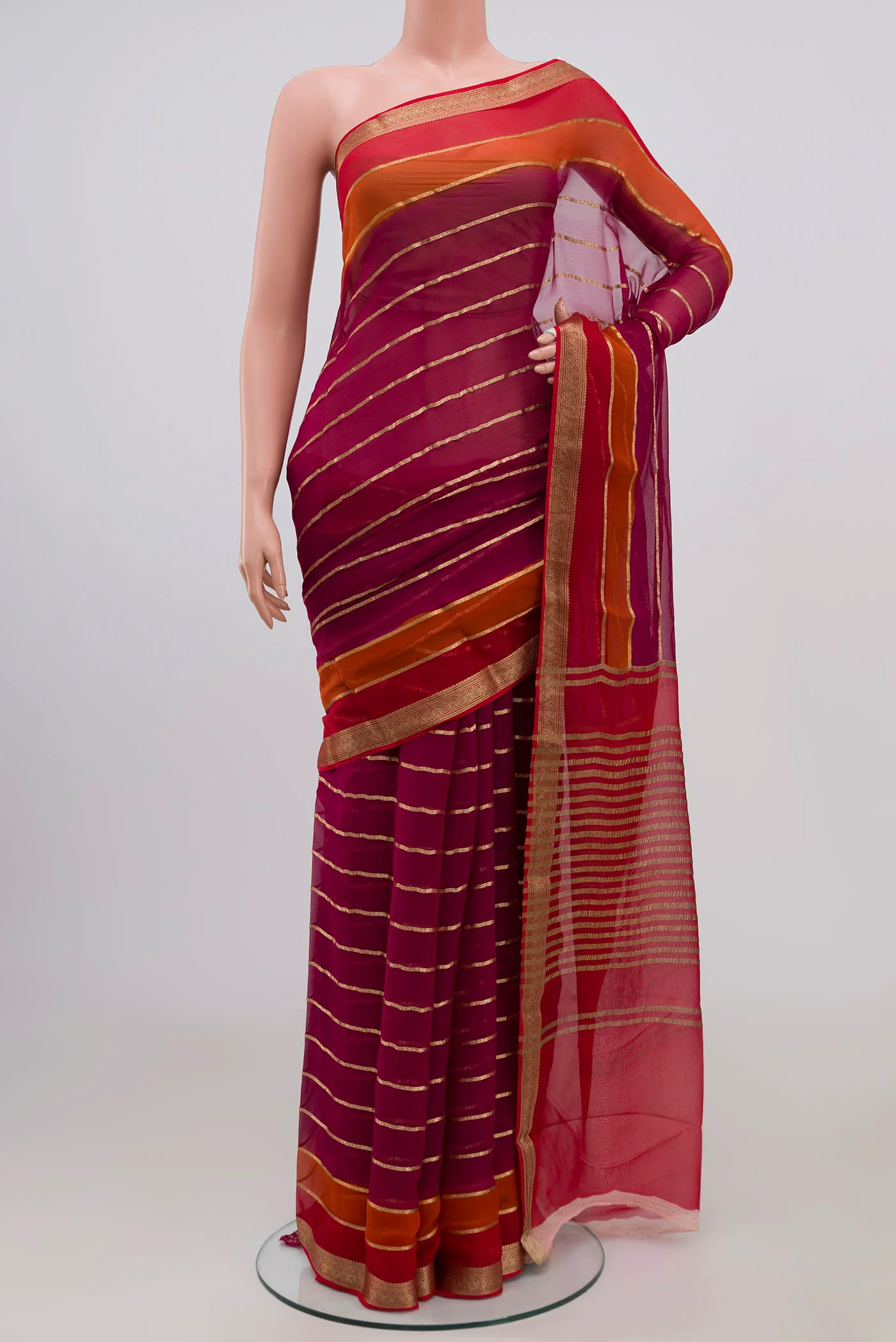 Magenta Mysore Chiffon Saree