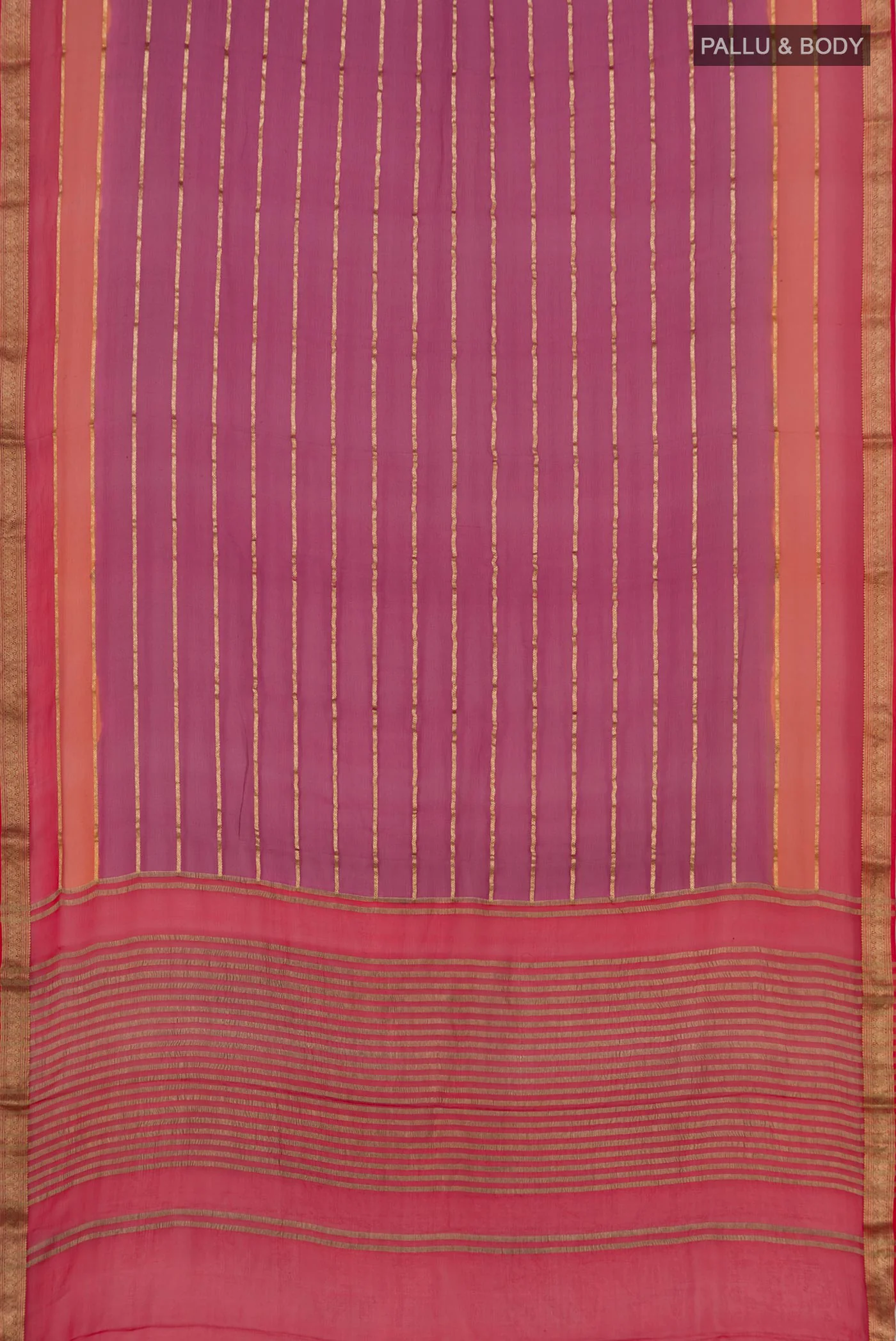 Magenta Mysore Chiffon Saree - Image 5
