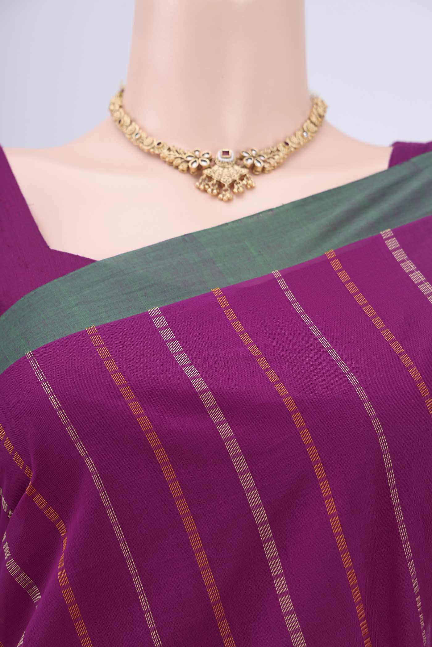 Magenta Coimbatore Cotton Saree - Image 2
