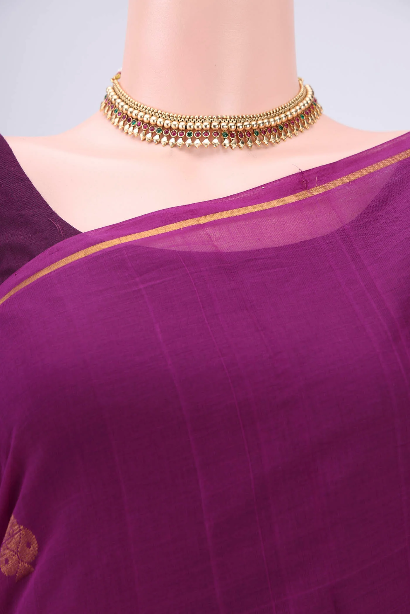 Purple Venkatagiri Cotton Saree - Image 2