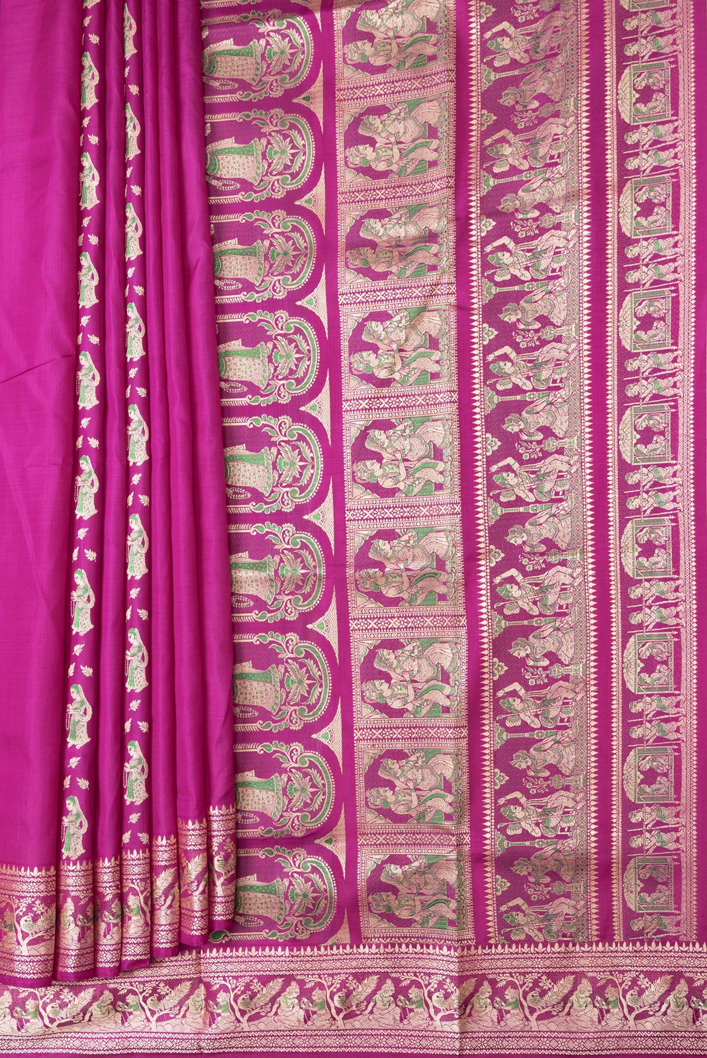 Magenta Baluchari Silk Saree - Image 4