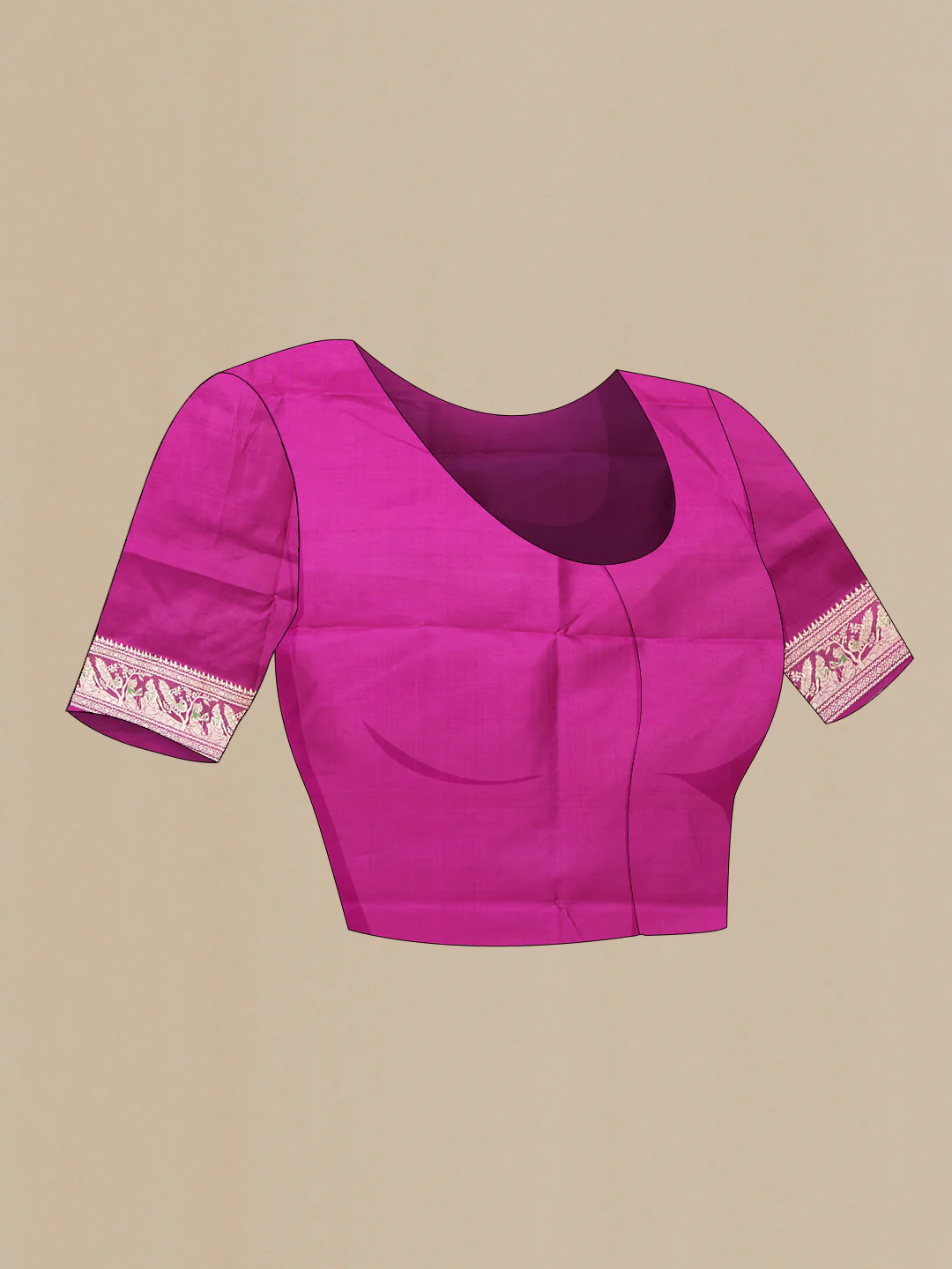 Magenta Baluchari Silk Saree - Image 5