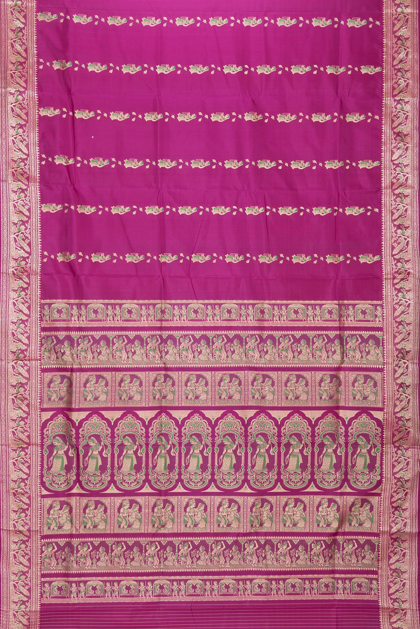Magenta Baluchari Silk Saree - Image 6