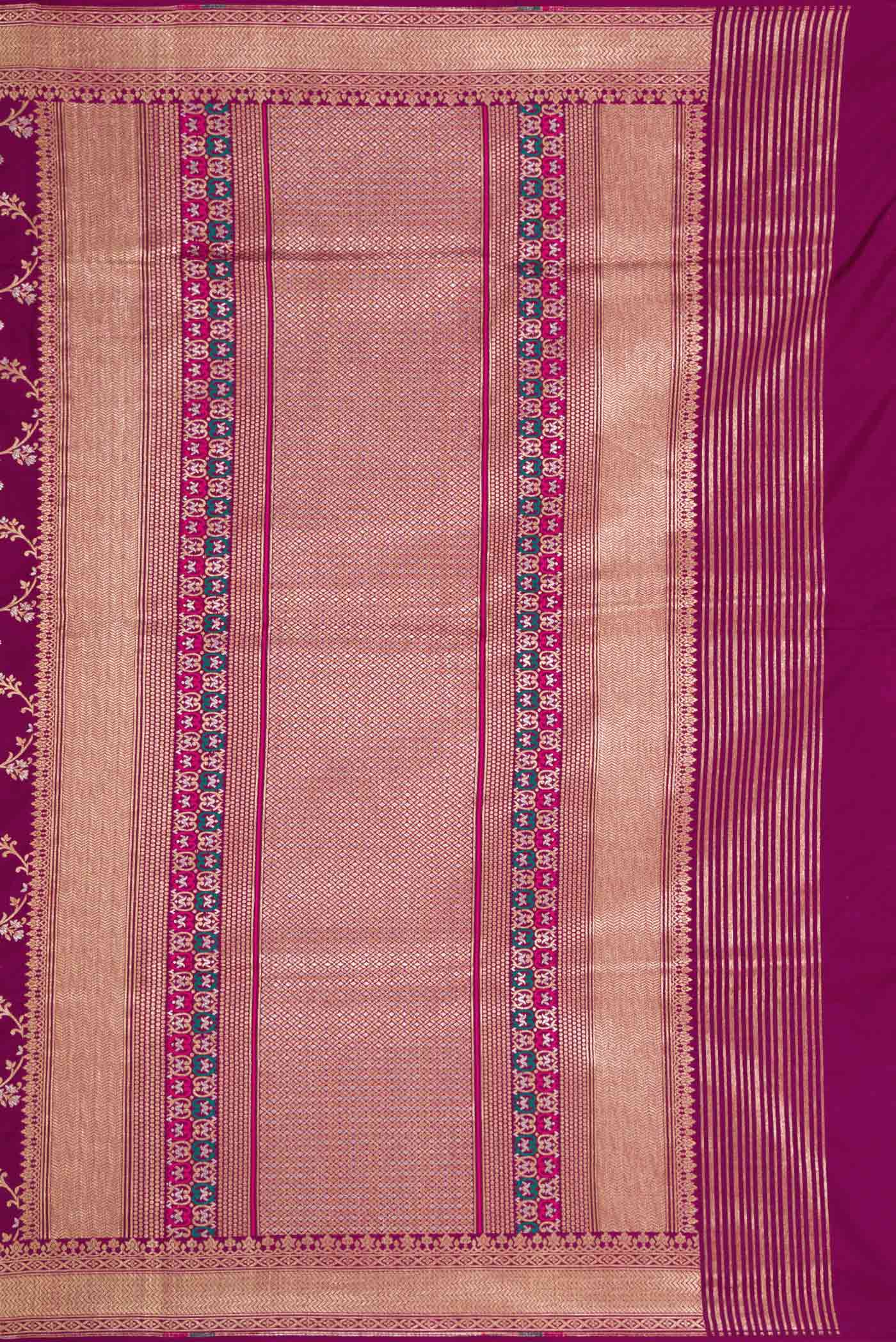 Magenta Dual Tone Banarasi Silk Saree - Image 7