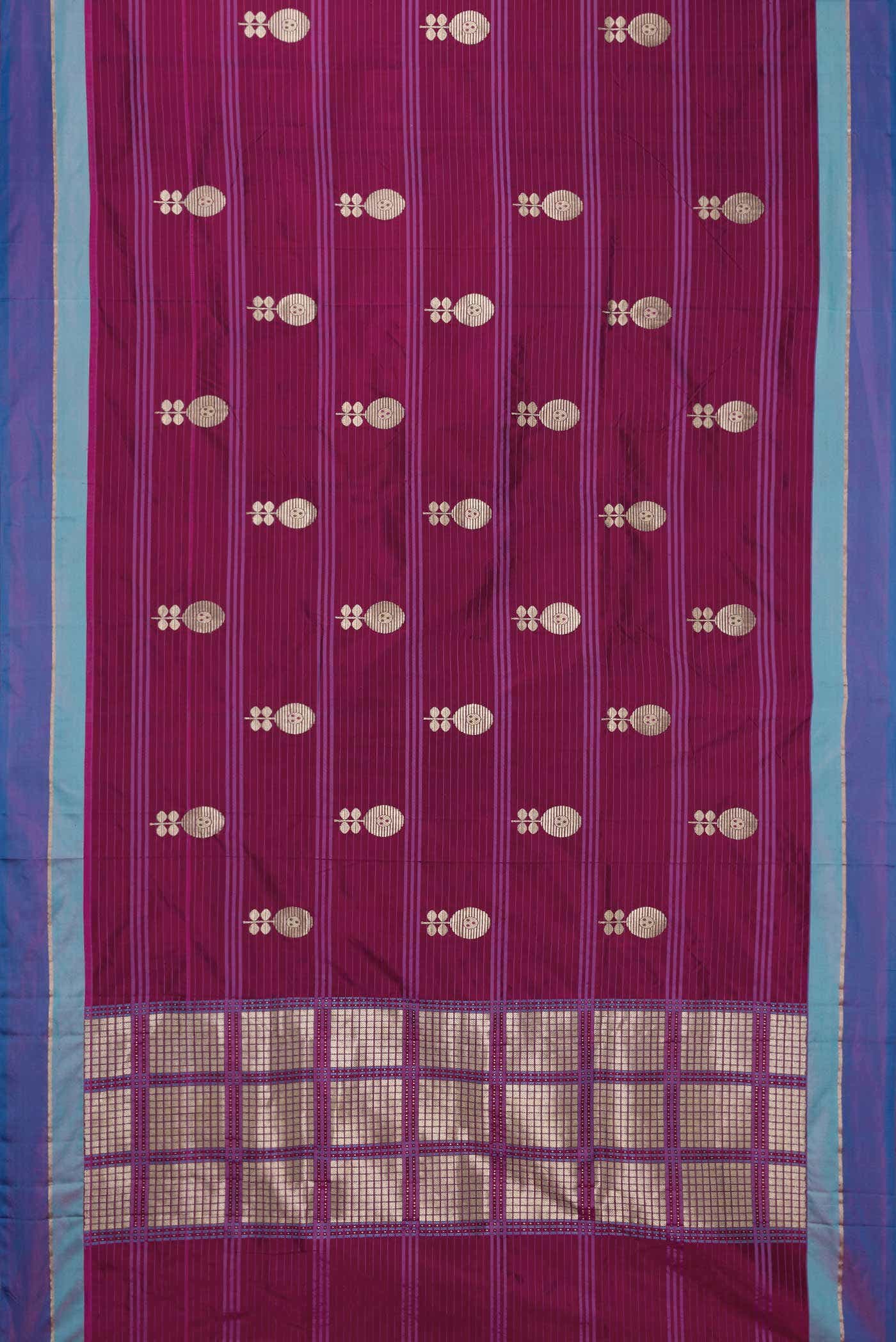 Magenta Dual Tone Banarasi Silk Saree - Image 4