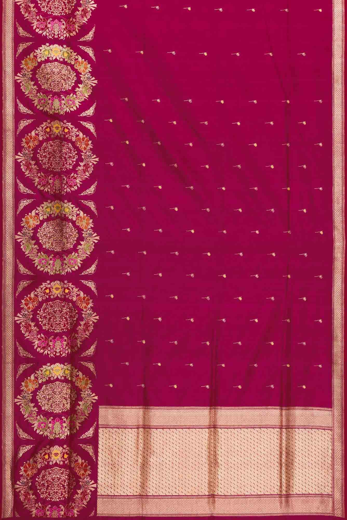 Magenta Dual Tone Banarasi Silk Saree - Image 4