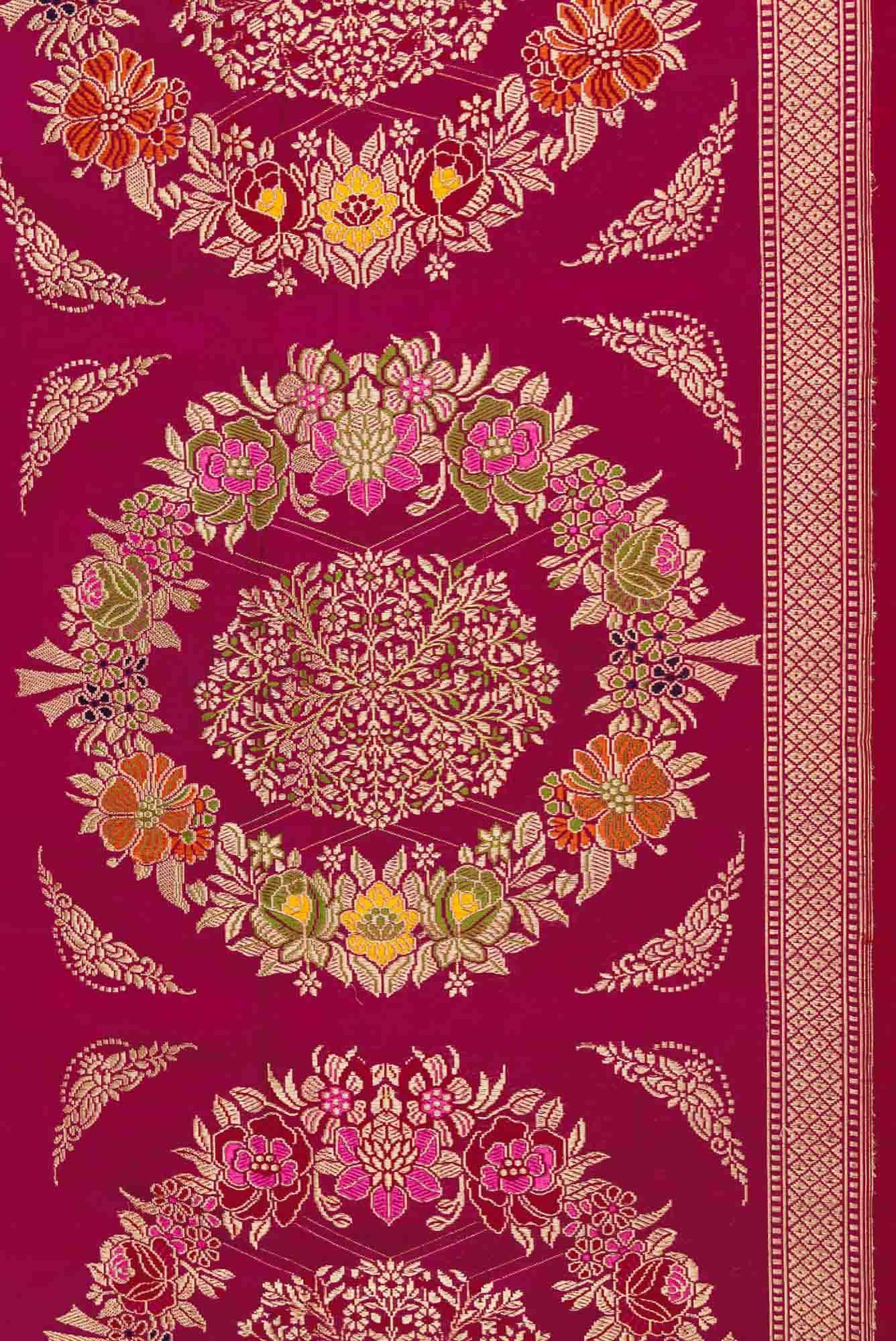 Magenta Dual Tone Banarasi Silk Saree - Image 5