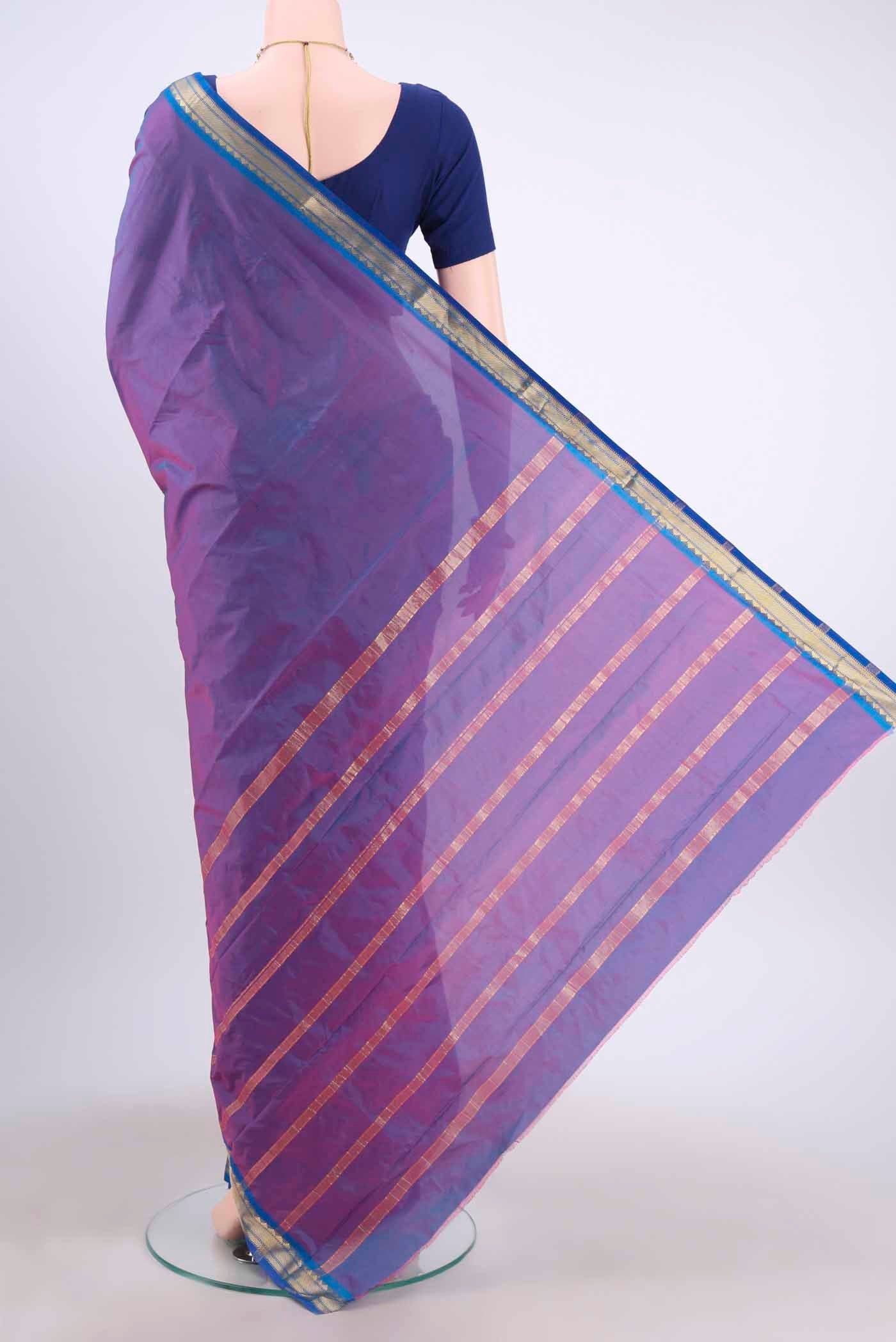 Magenta Dual Tone Blended Bangalore Silk Saree - Image 3