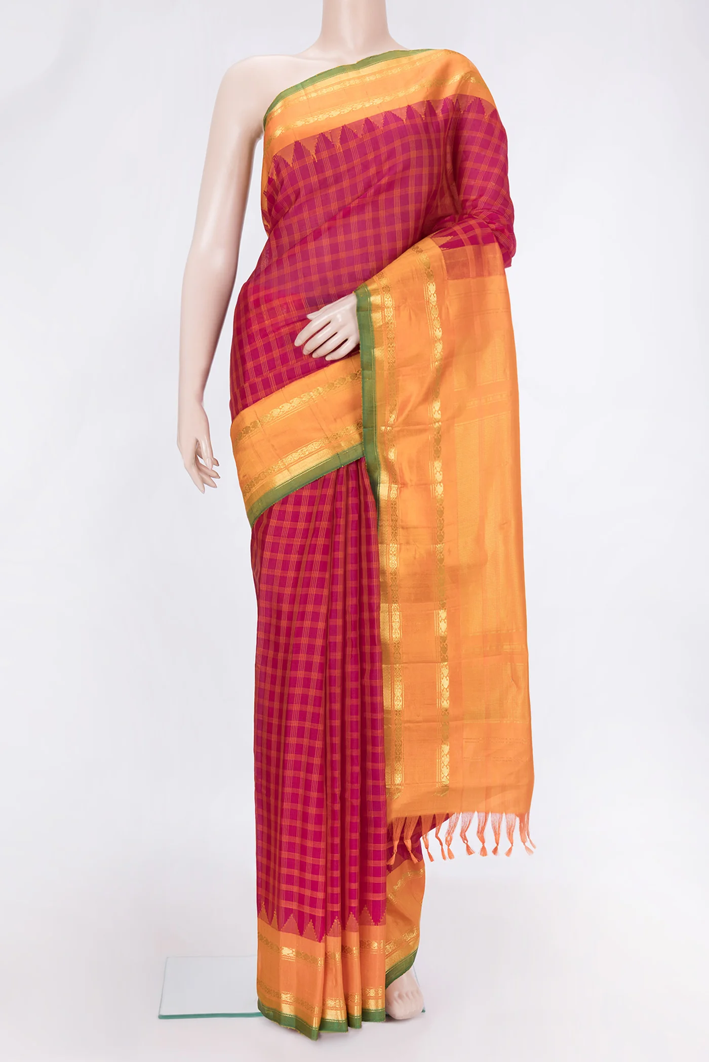 Pink Gadwal Silk Cotton Saree