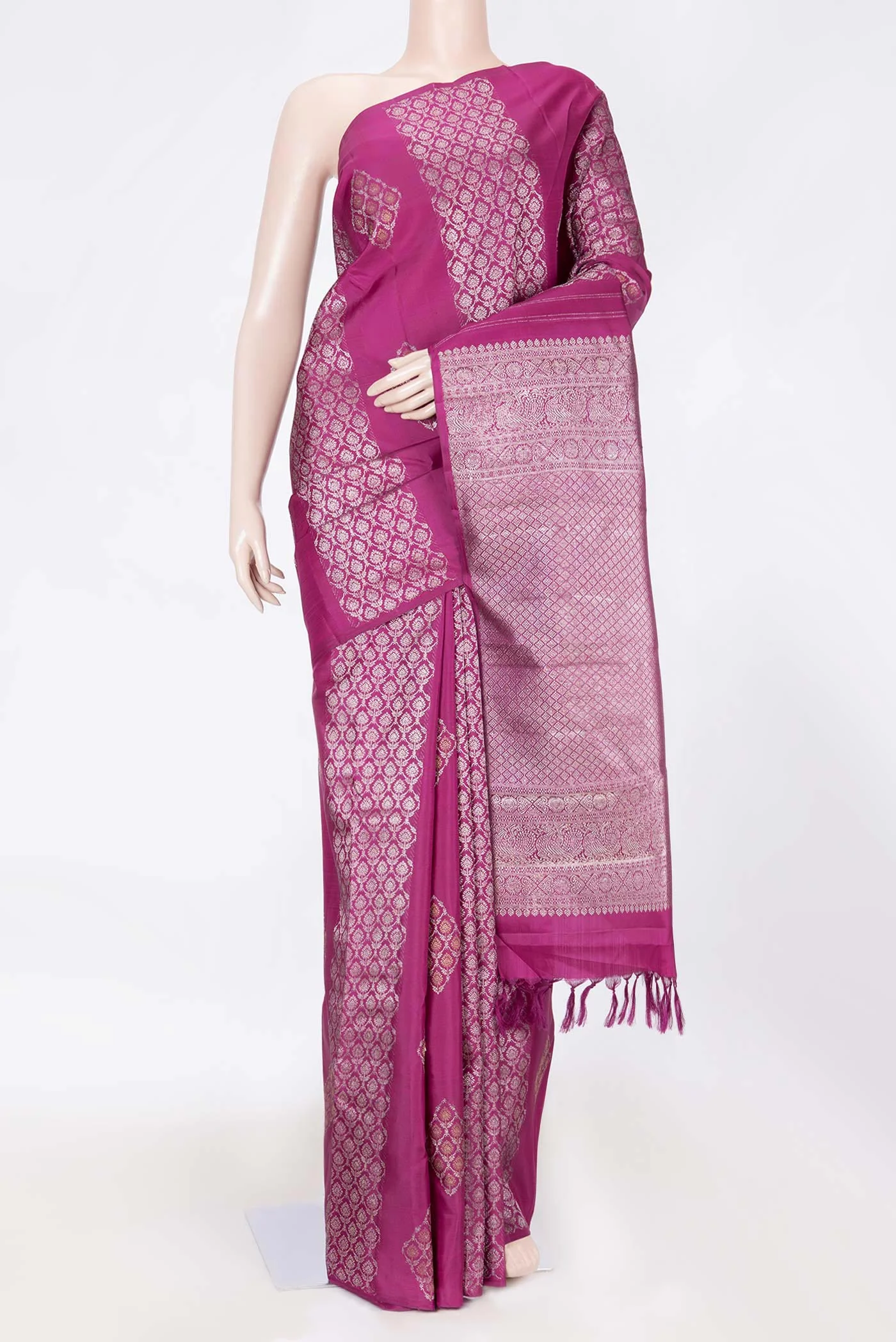 Magenta Dual Tone Kanjivaram Saree