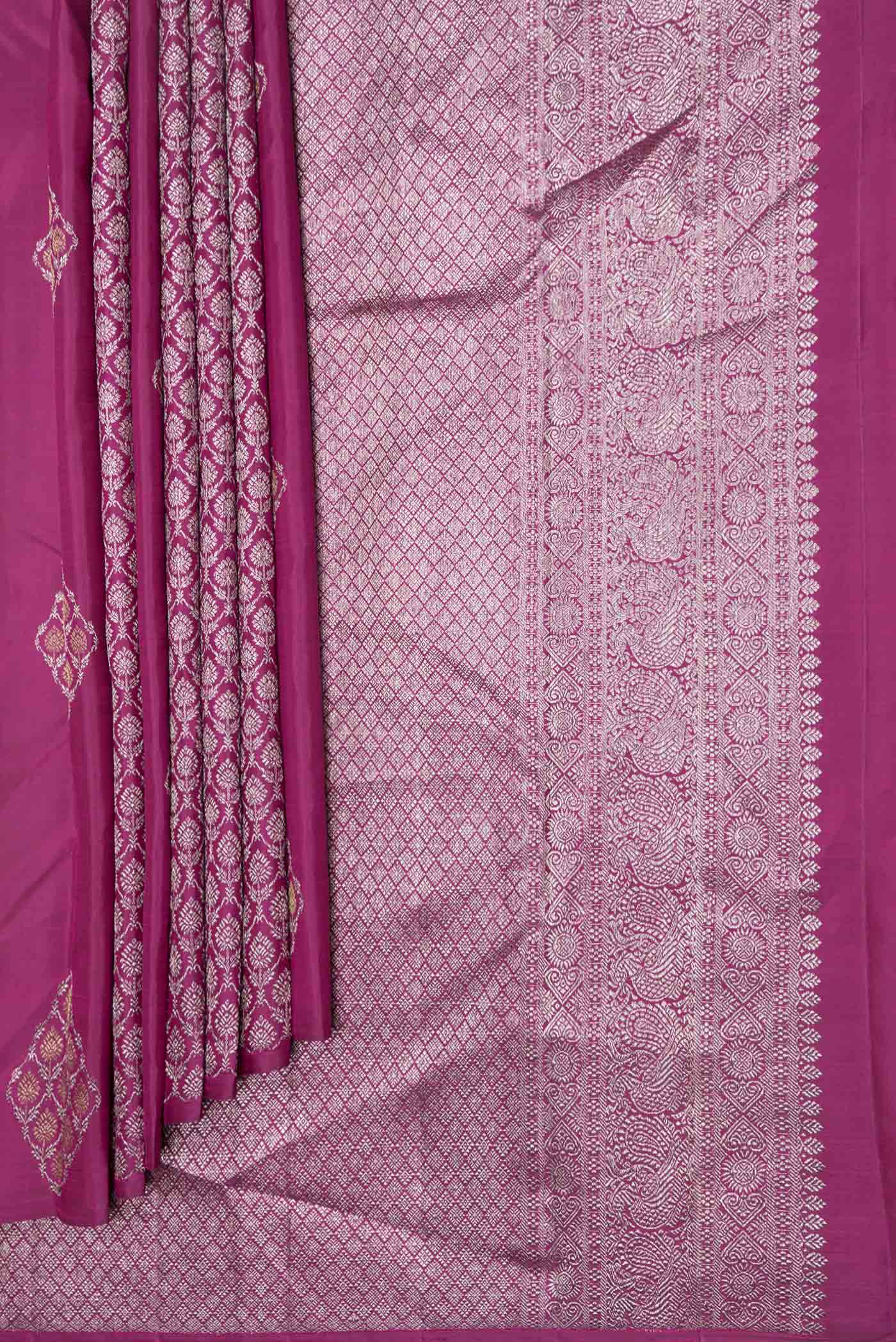 Magenta Dual Tone Kanjivaram Saree - Image 4