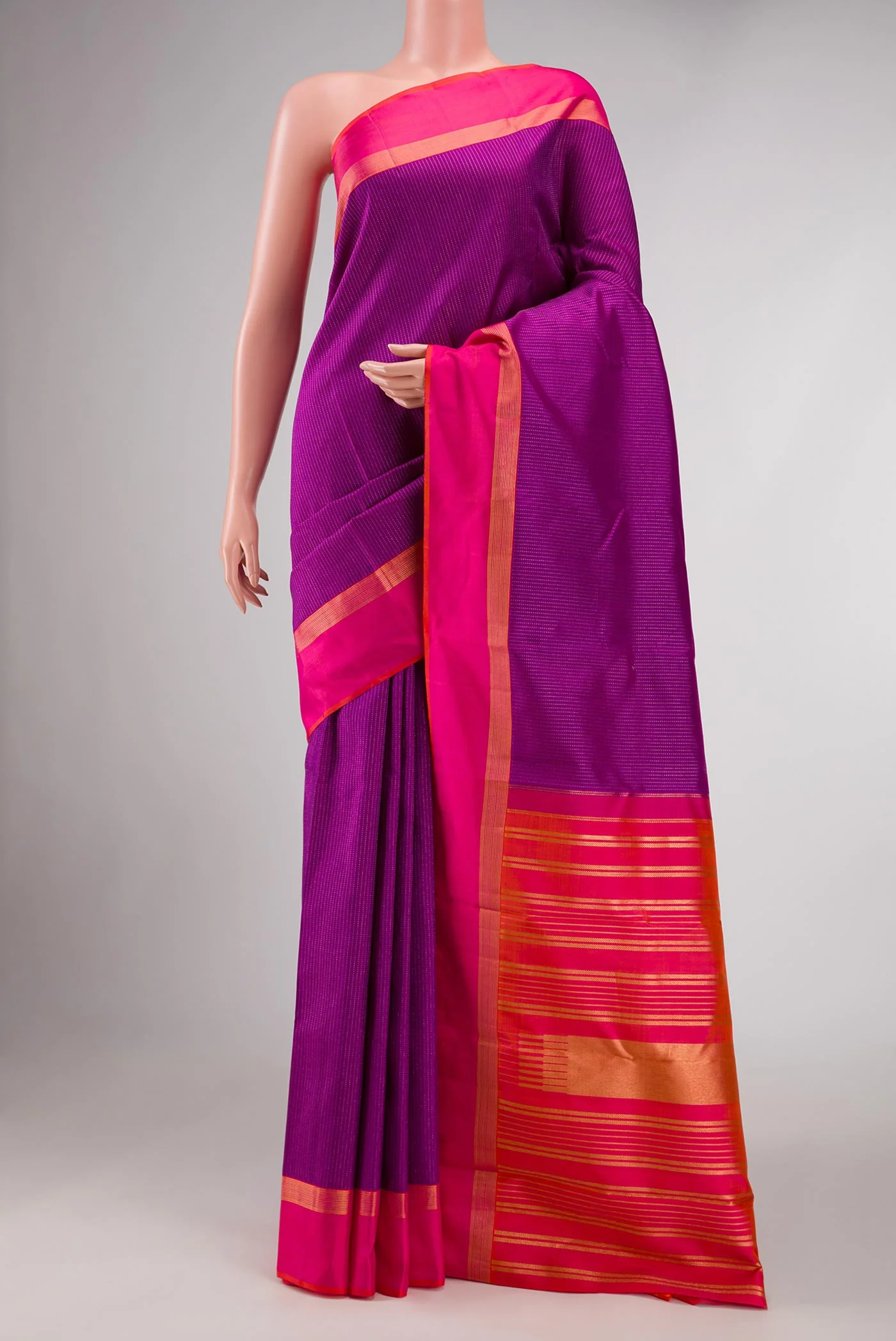 Magenta Dual Tone Kanjivaram Saree