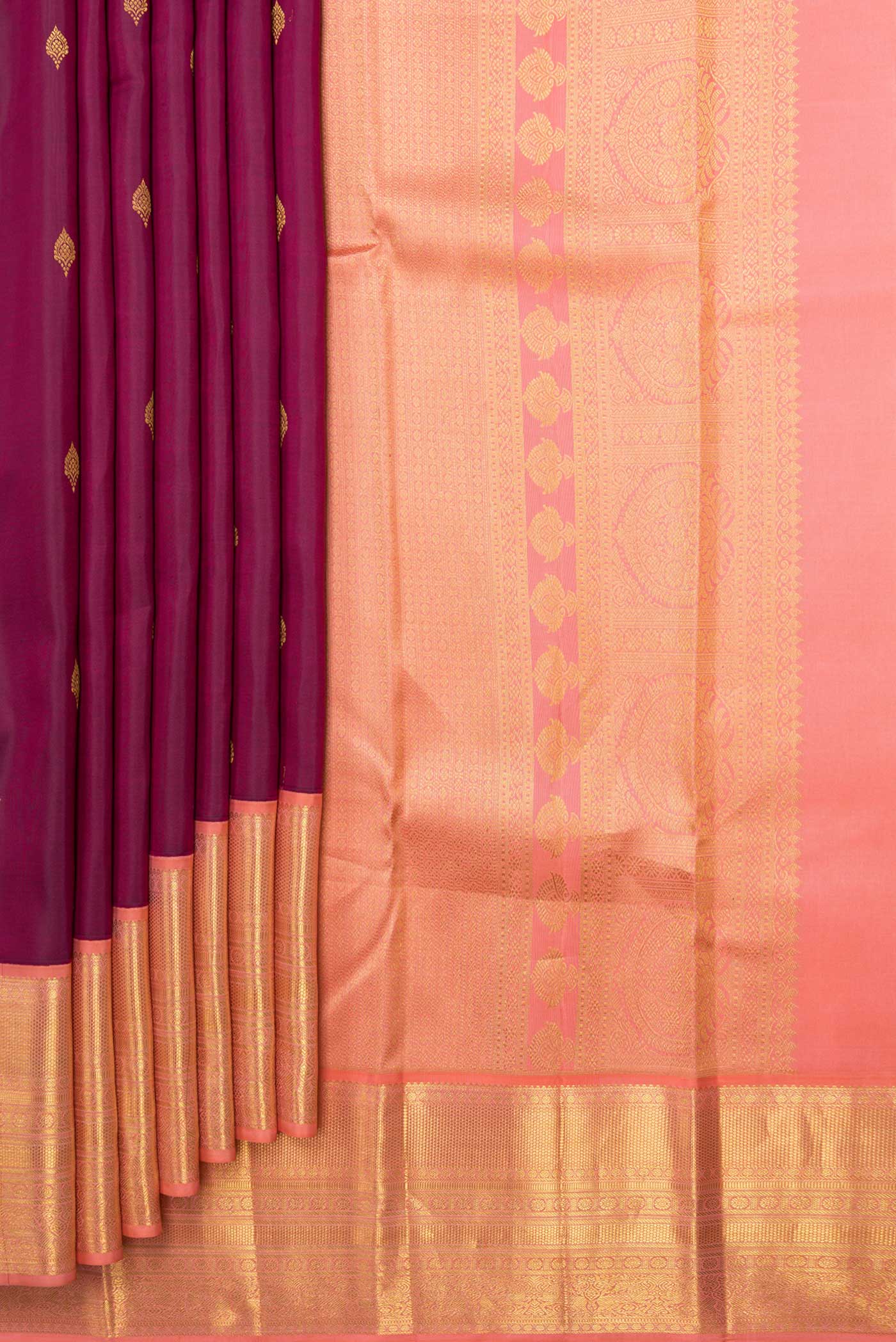 Magenta Dual Tone Kanchipuram Saree - Image 4