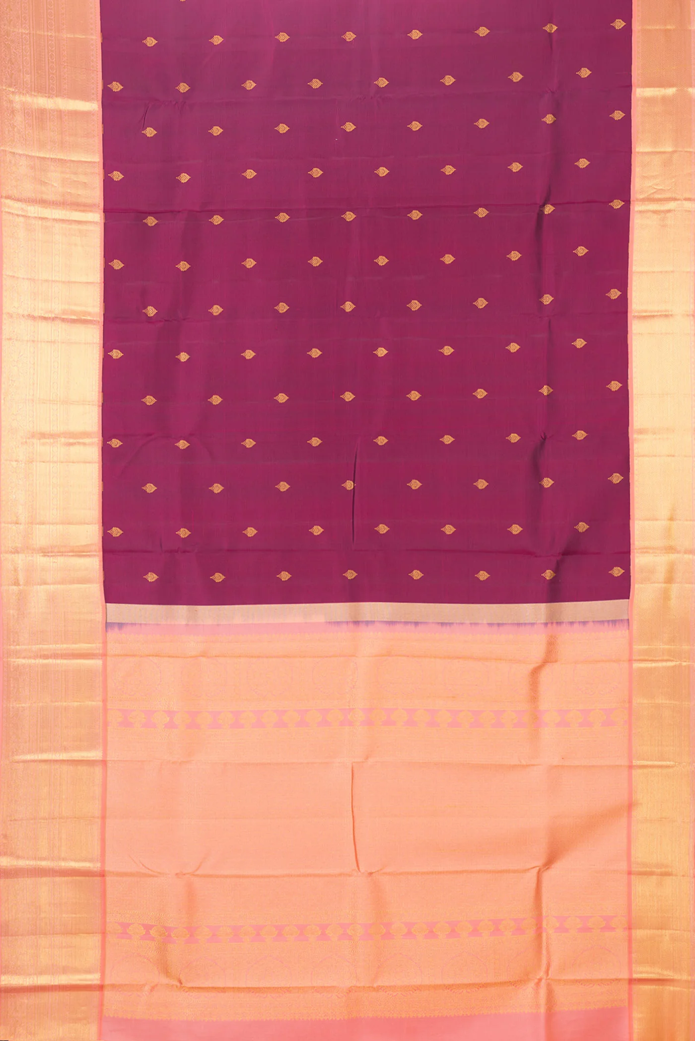 Magenta Dual Tone Kanchipuram Saree - Image 6