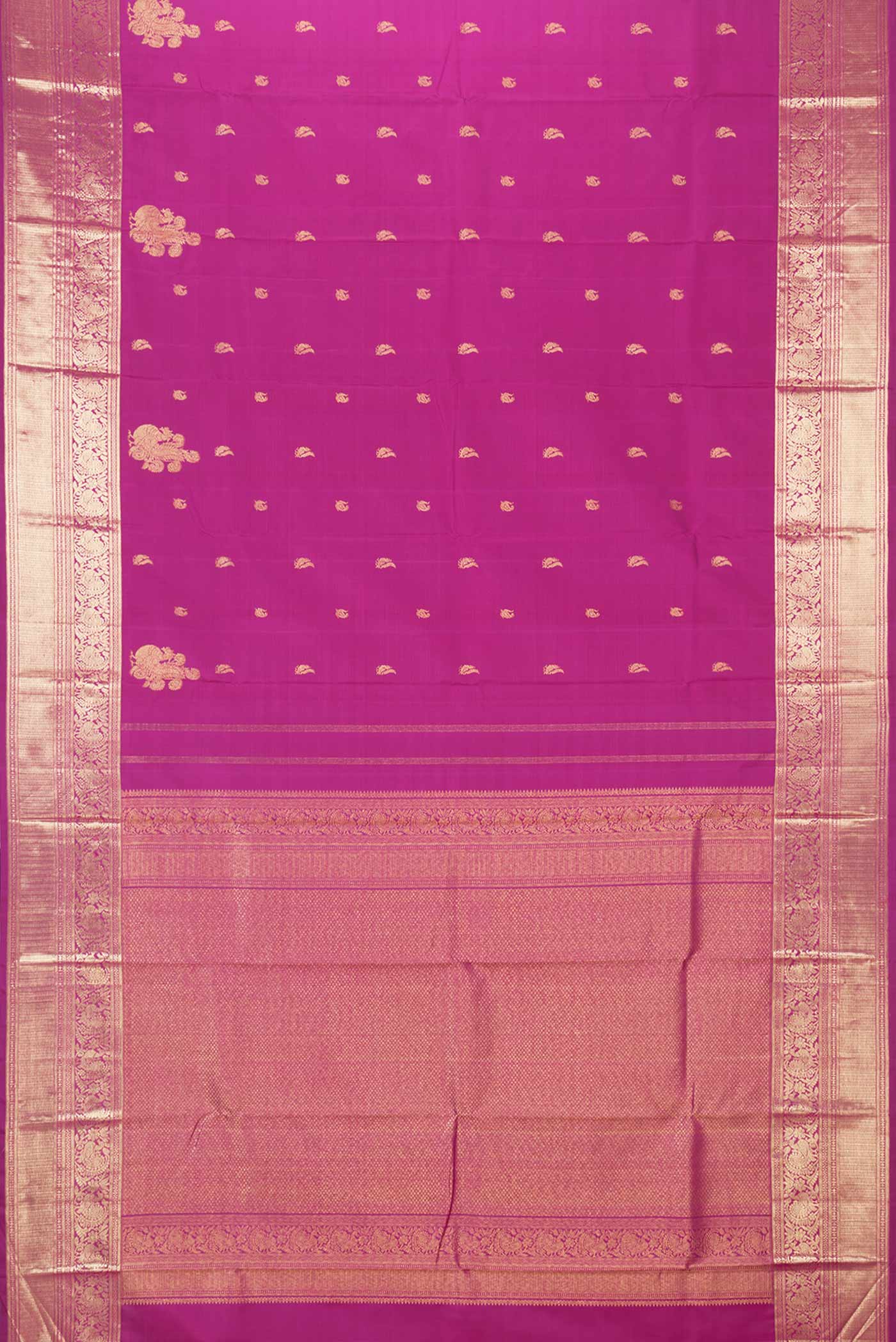 Magenta Dual Tone Kanchipuram Saree - Image 6
