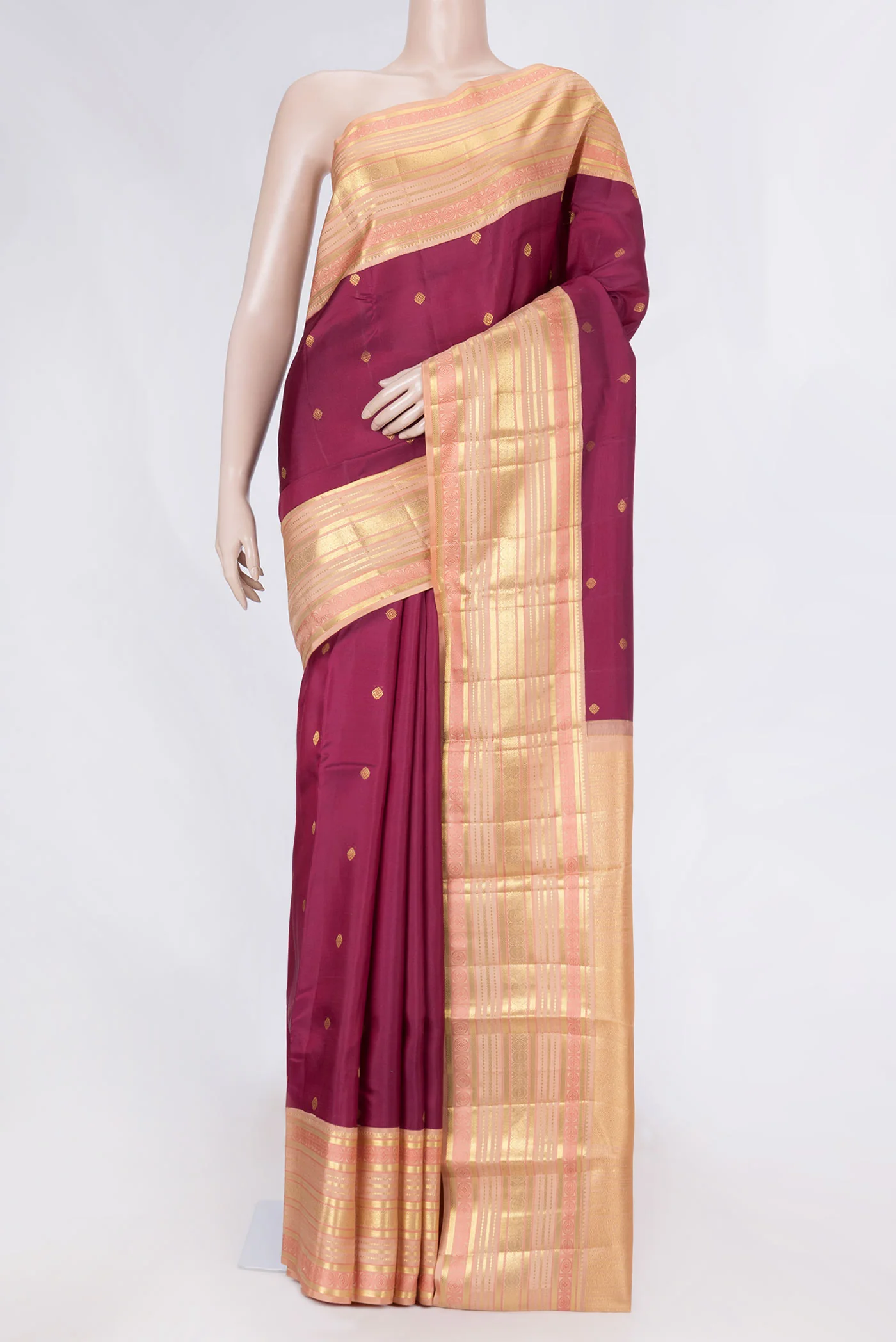 Magenta Dual Tone Kanjivaram Saree
