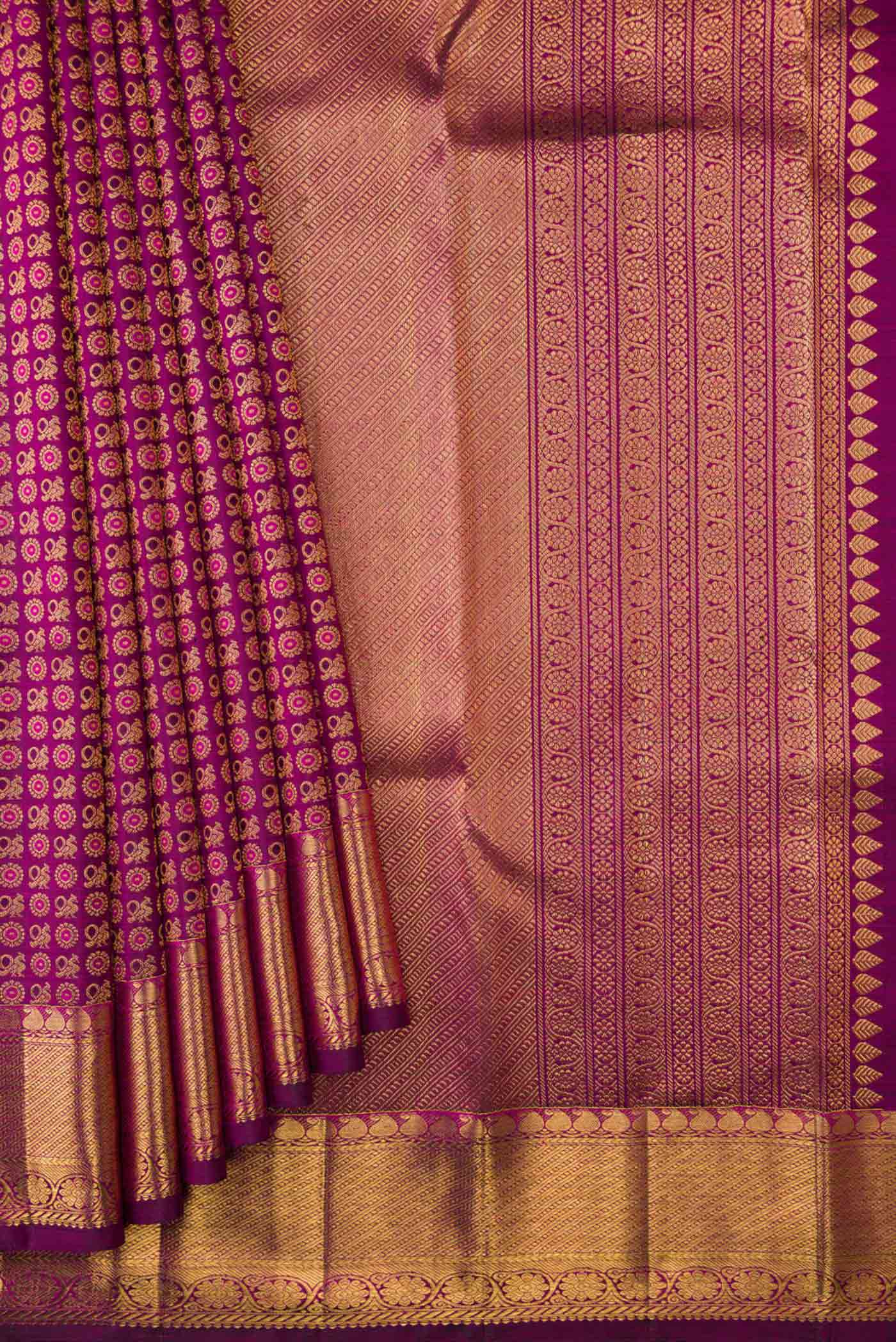 Purple Kanchipuram Silk Saree - Image 4