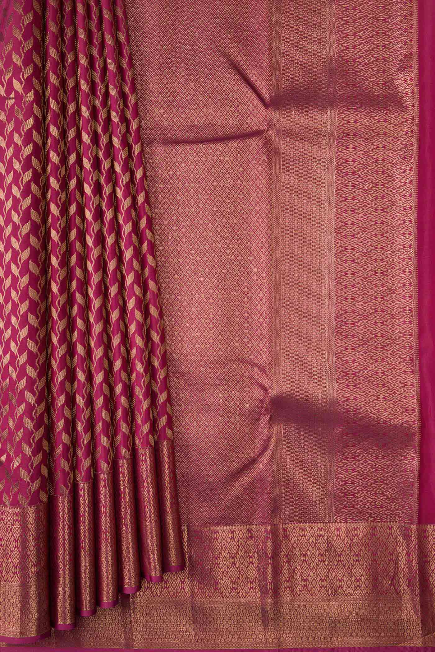 Magenta Dual Tone Kanchipuram Silk Saree - Image 4