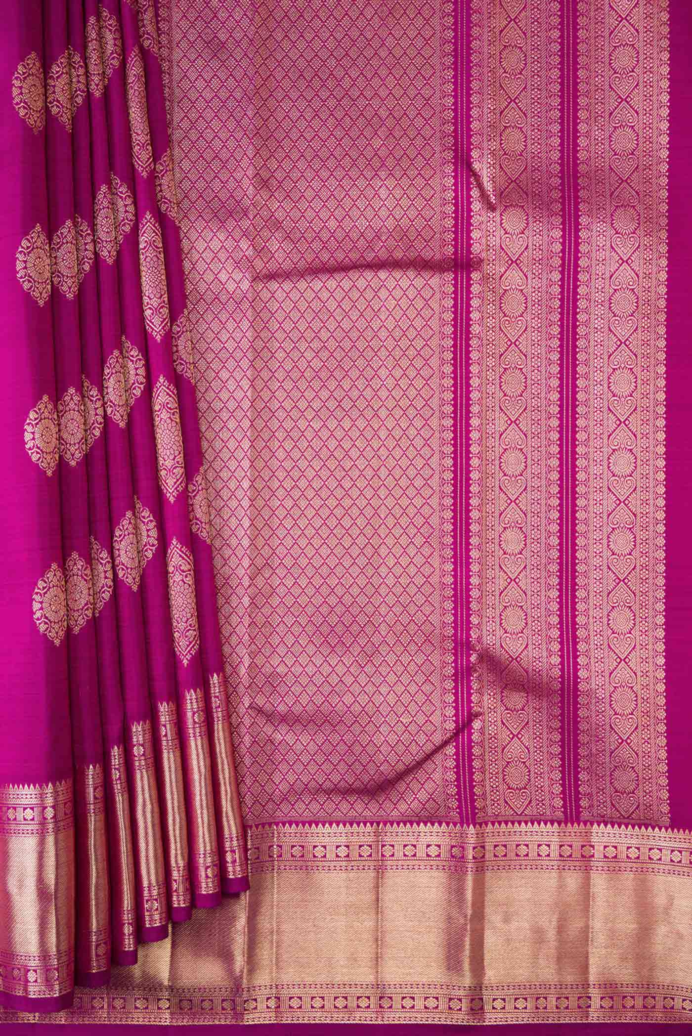 Magenta Dual Tone Kanjivaram Silk Saree - Image 4