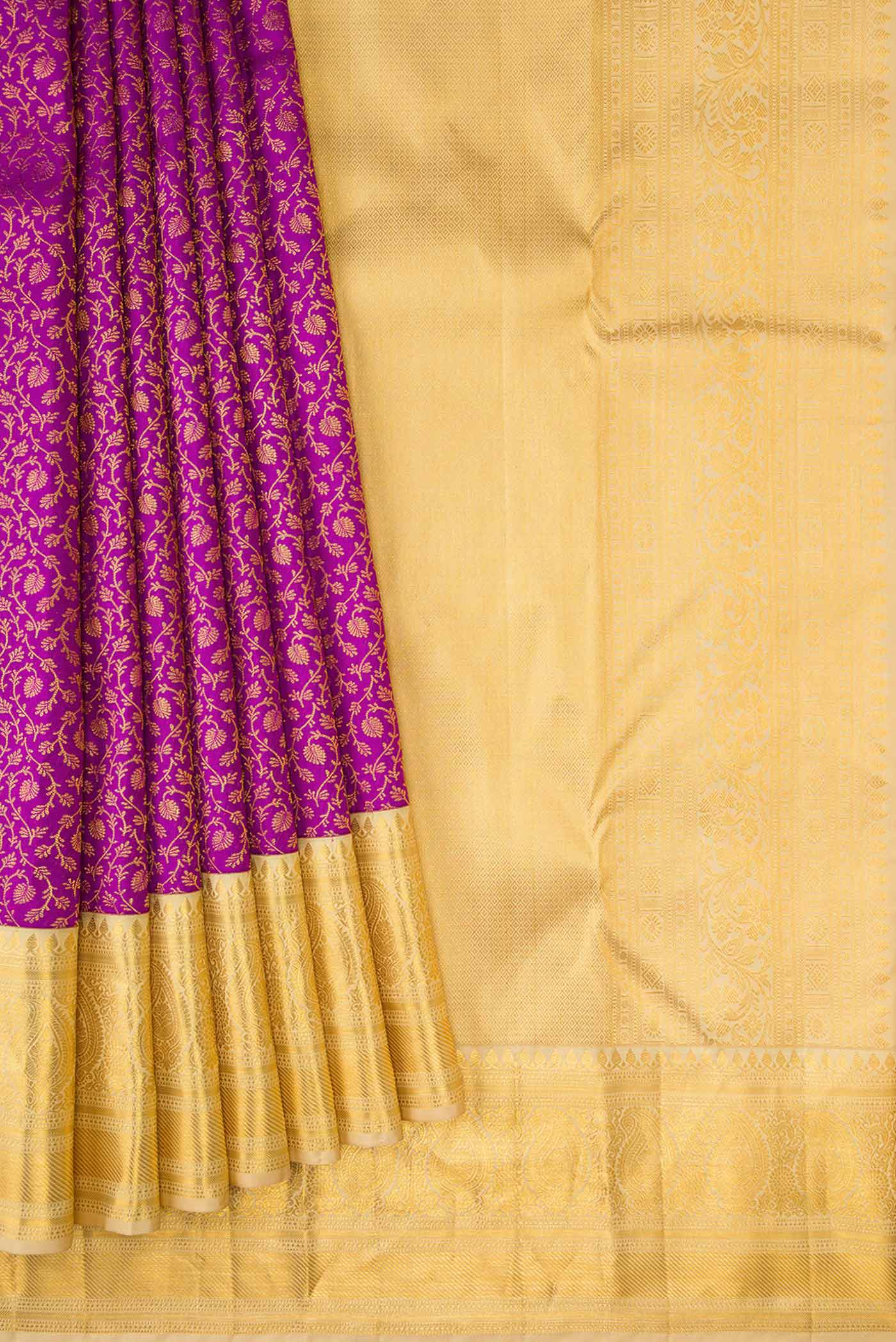 Magenta Kanchipuram Silk Saree - Image 4