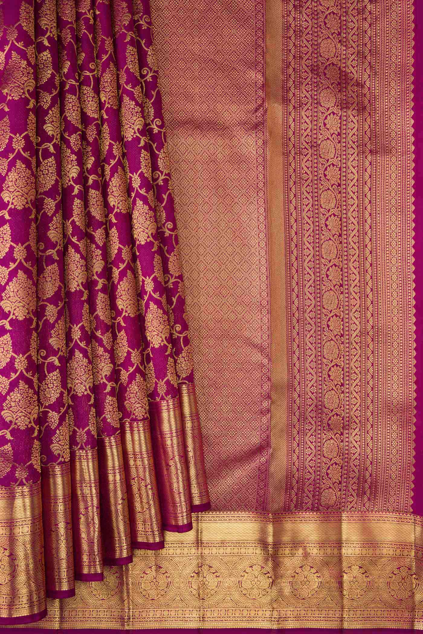 Magenta Kanchipuram Silk Saree - Image 4