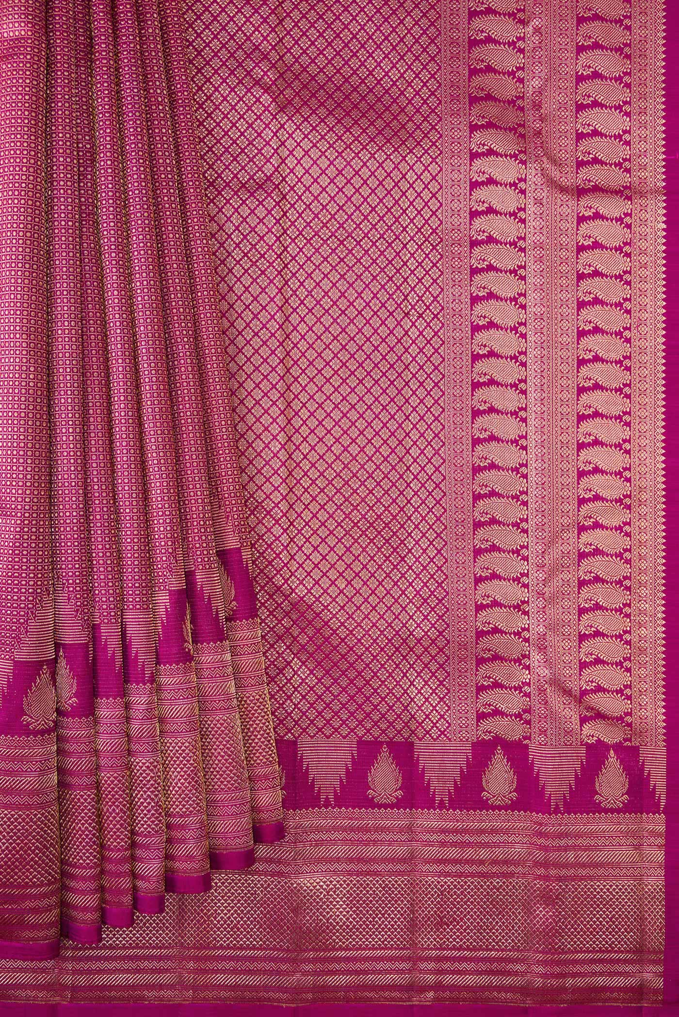Magenta Kanchipuram Silk Saree - Image 4