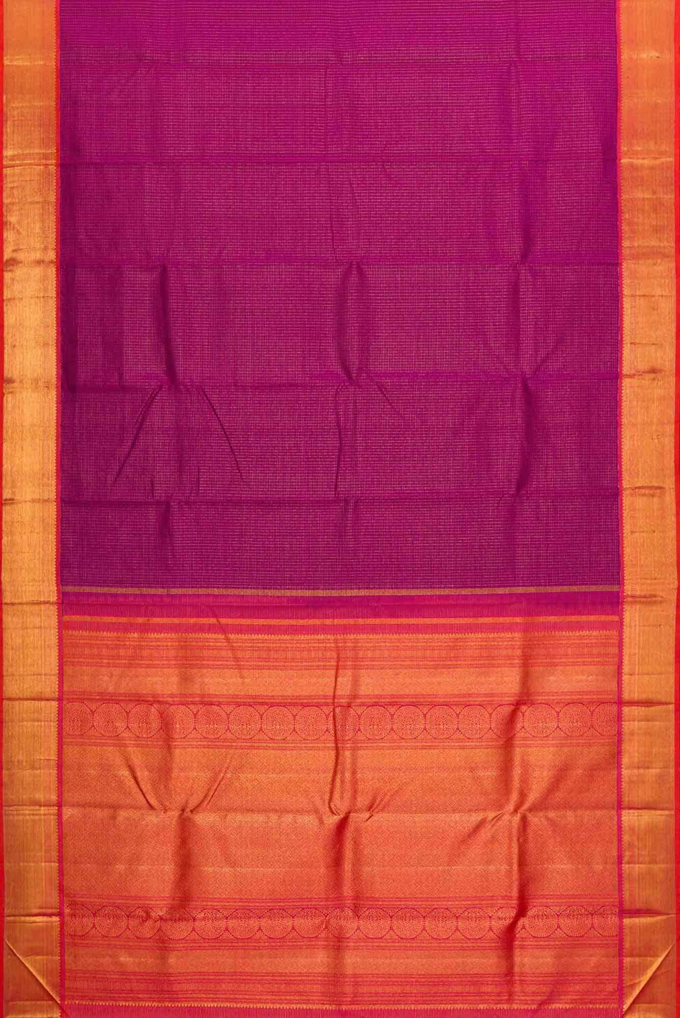 Magenta Dual Tone Kanjivaram Silk Saree - Image 4