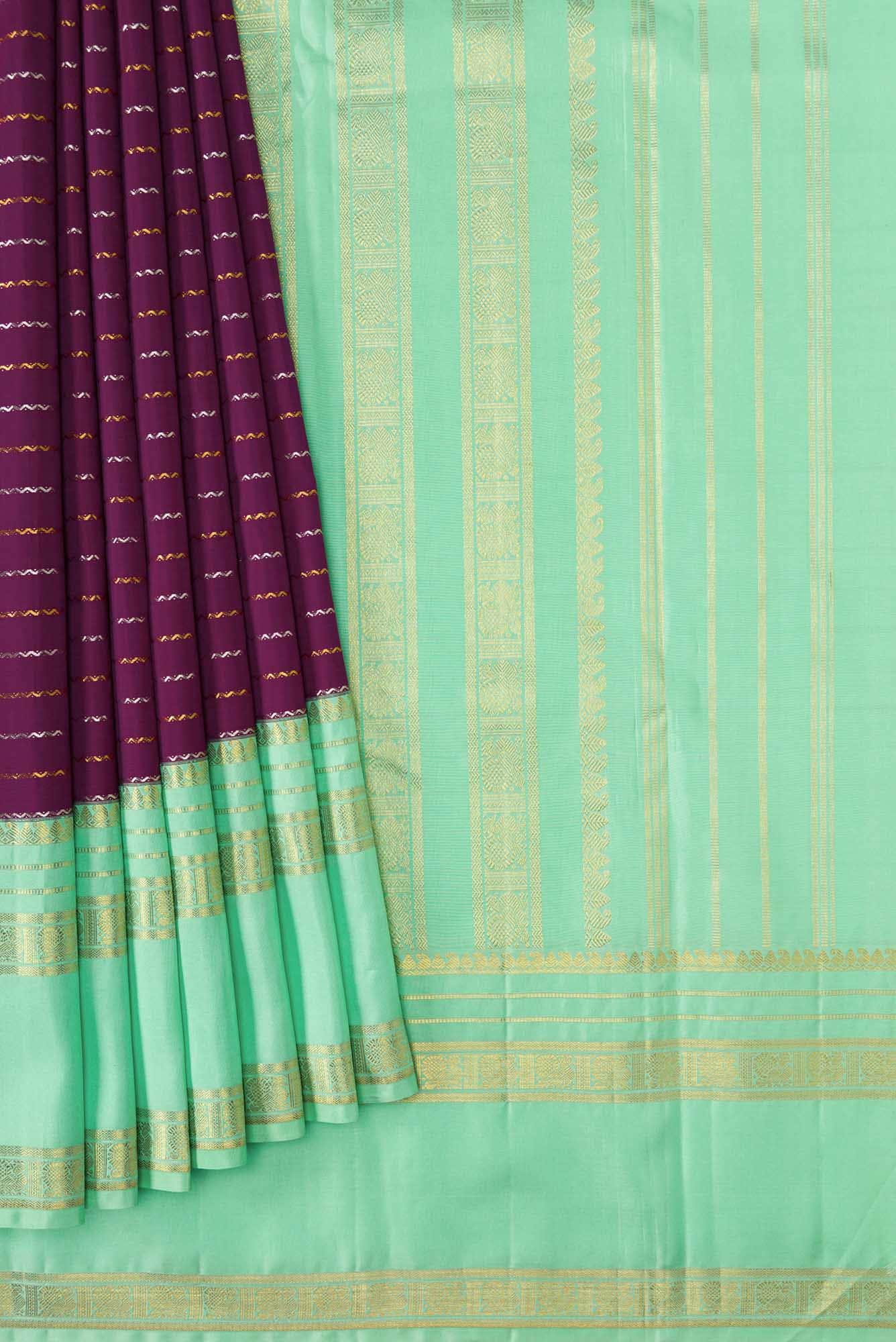 Purple Kanchipuram Silk Saree - Image 2