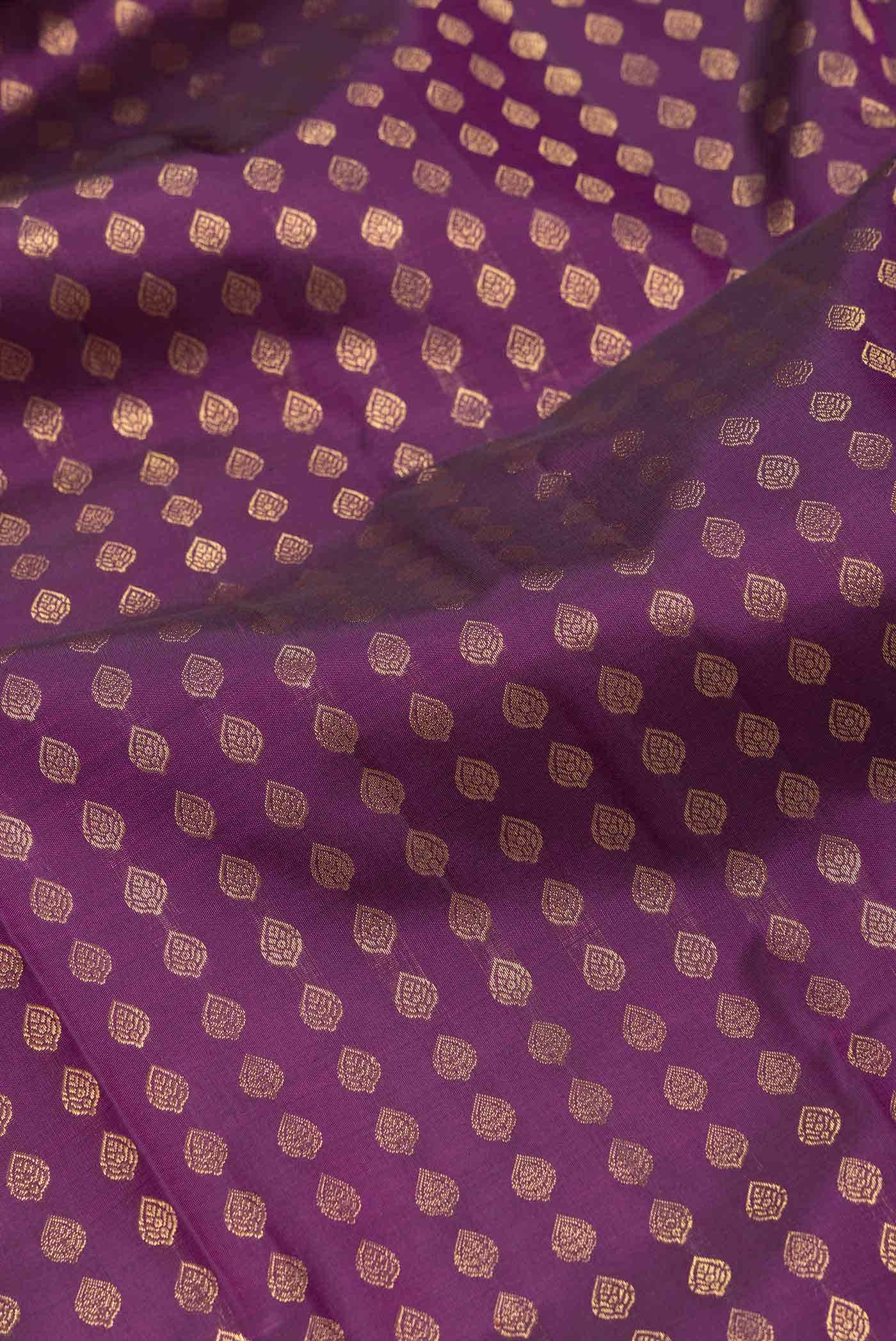 Pure Silk Pure Zari Purple Dual Tone Kanjivaram Saree - Image 3