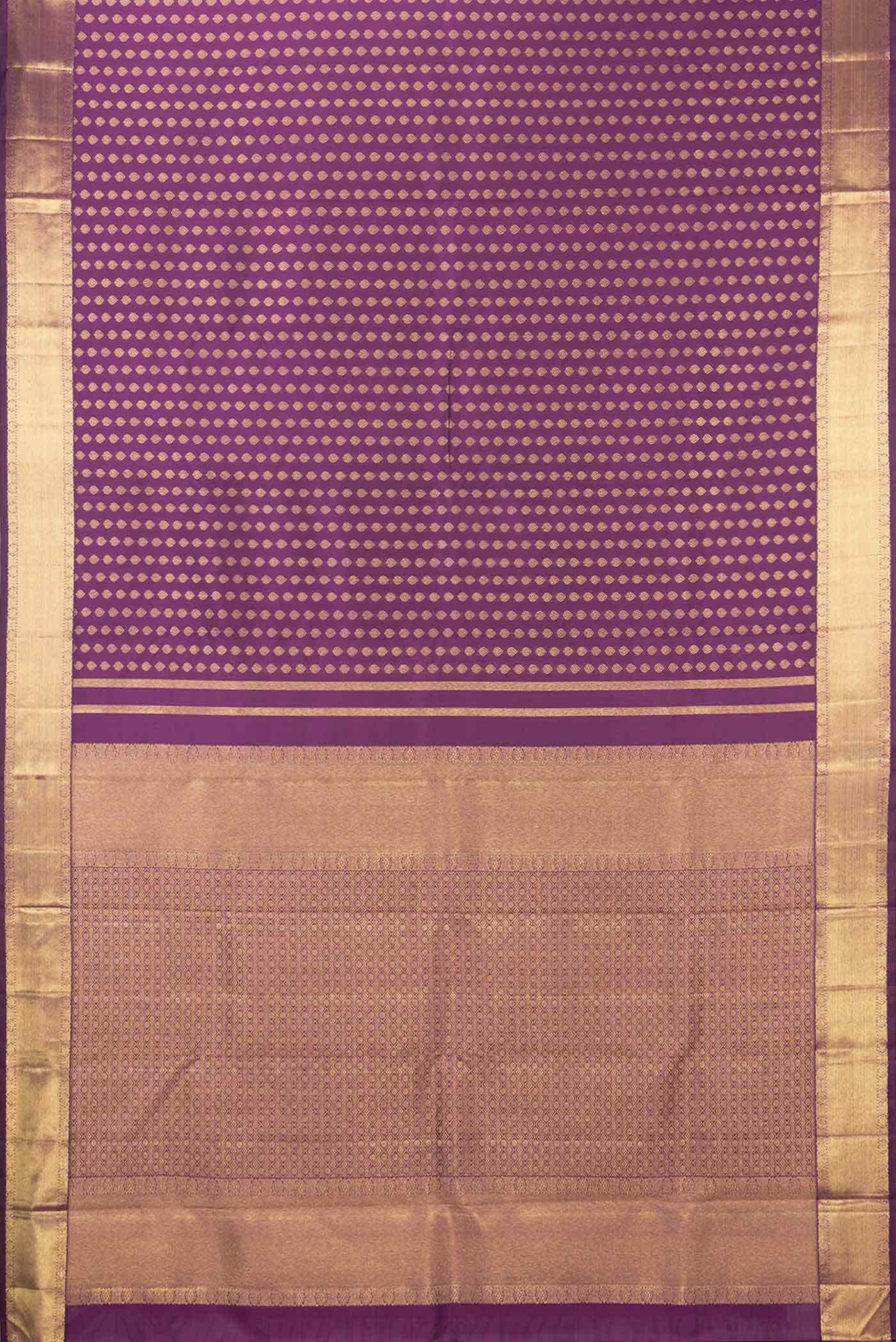 Pure Silk Pure Zari Purple Dual Tone Kanjivaram Saree - Image 4