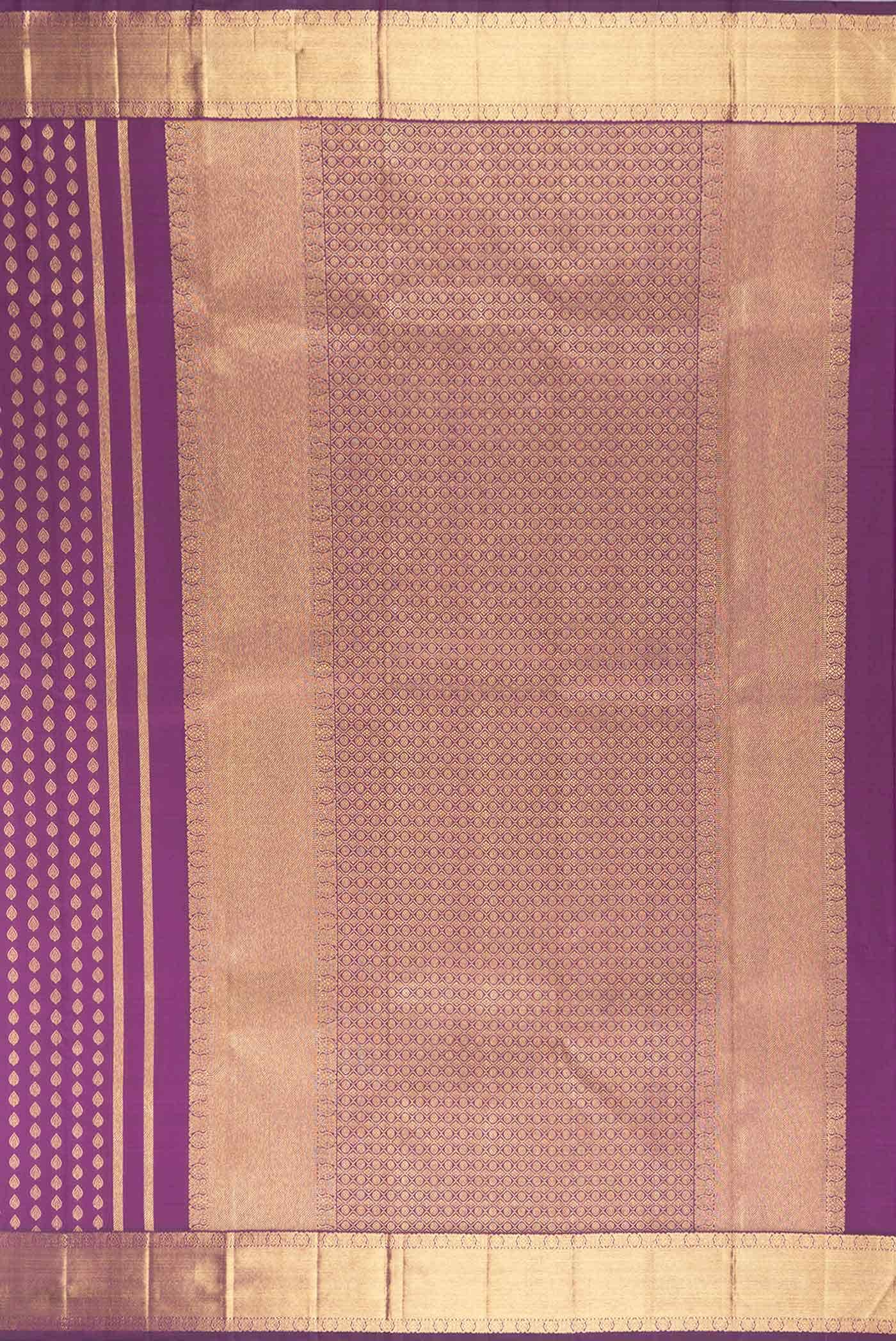 Pure Silk Pure Zari Purple Dual Tone Kanjivaram Saree - Image 5