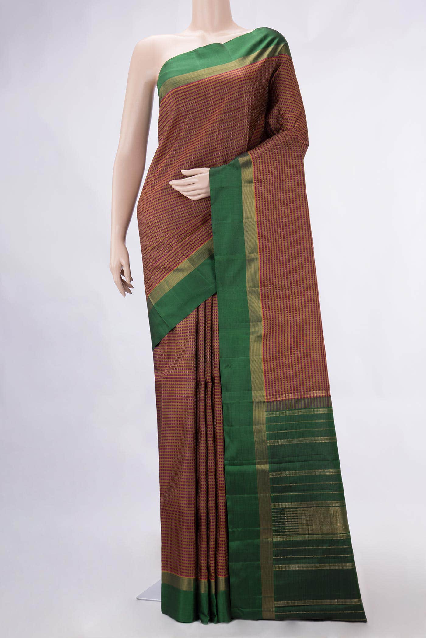 Pure Silk Pure Zari Magenta Dual Tone Kanjivaram Saree