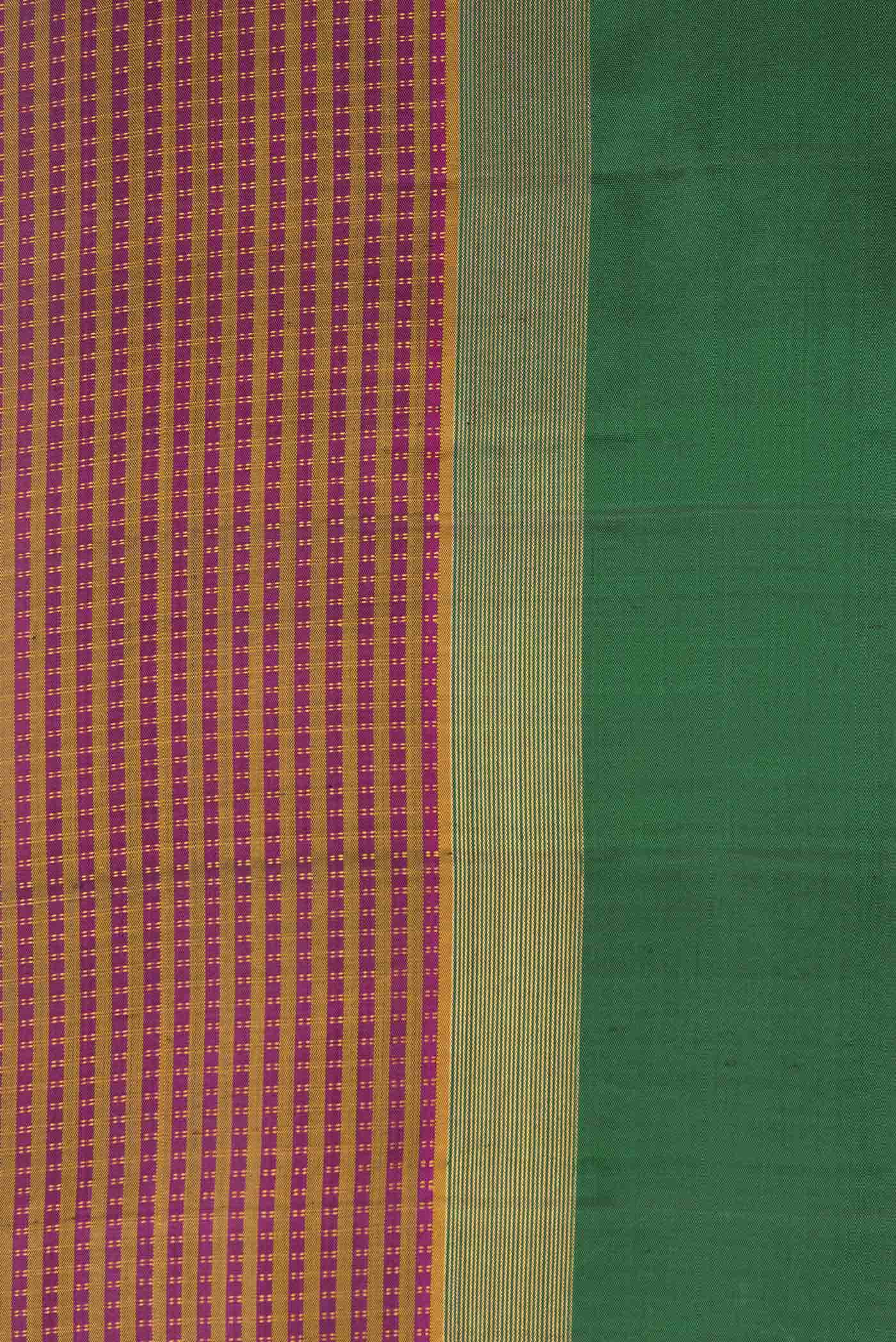 Pure Silk Pure Zari Magenta Dual Tone Kanjivaram Saree - Image 5